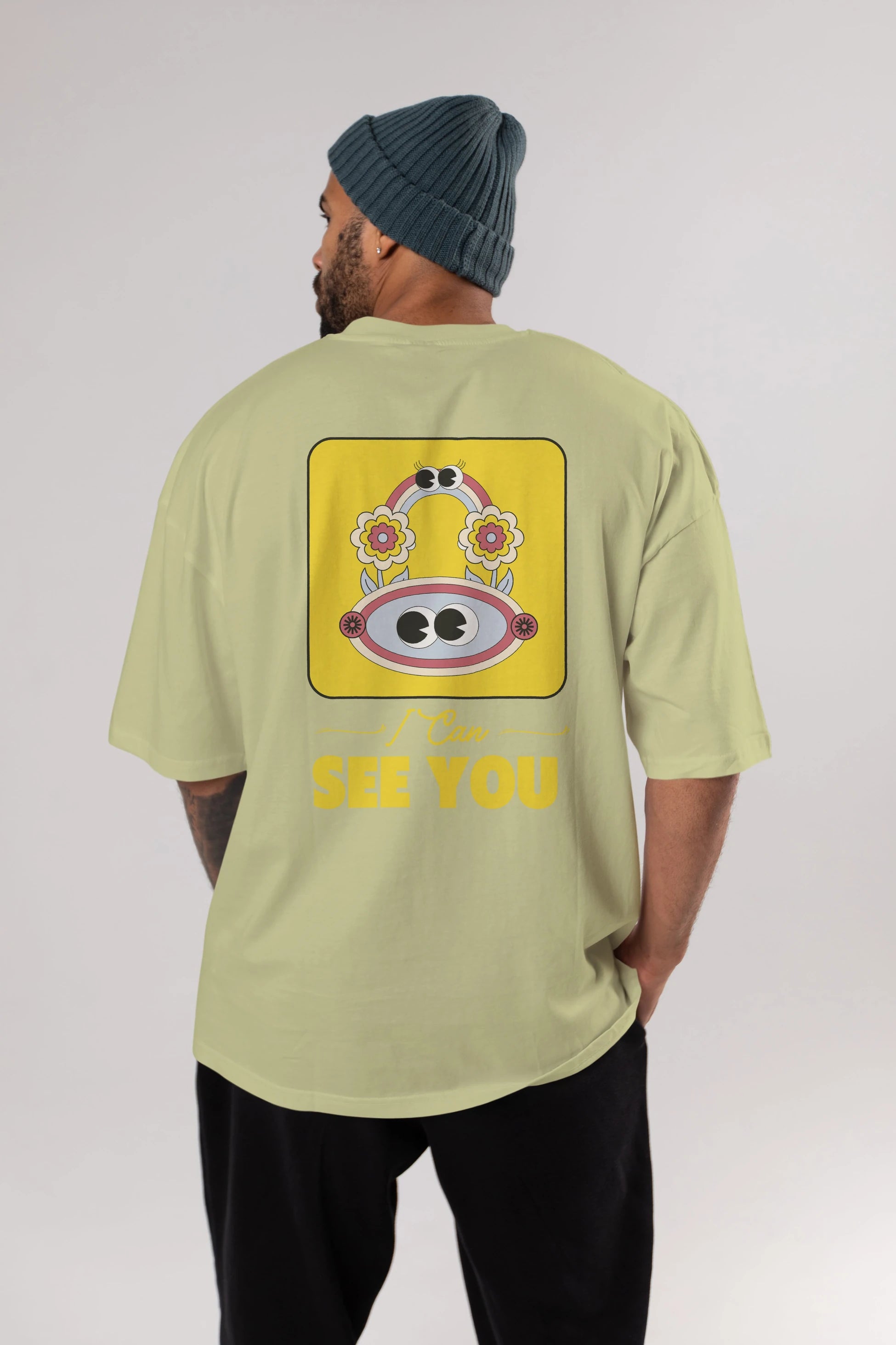 I Can See You Yazılı Arka Baskılı Oversize t-shirt Erkek Kadın Unisex