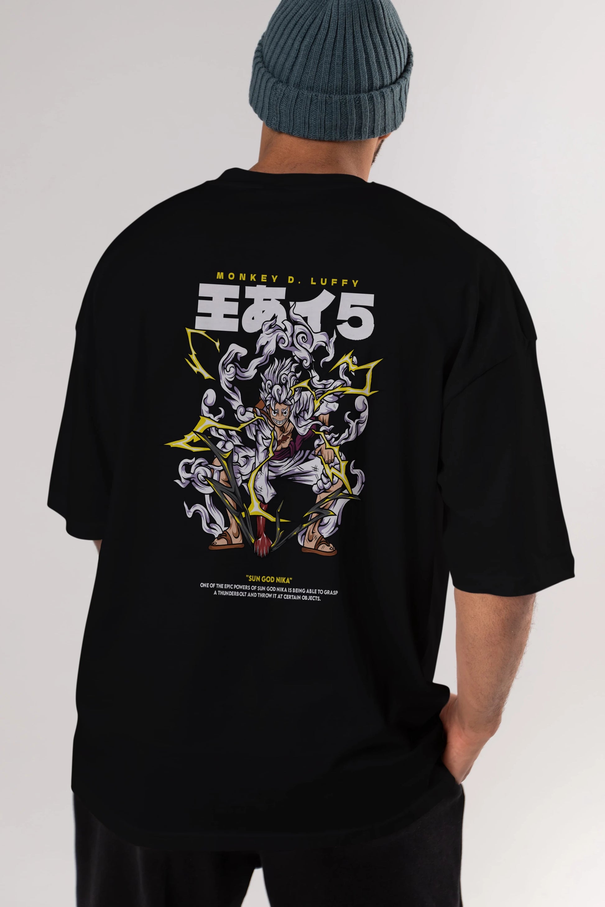 Monkey D. Luffy GEAR5 1 Anime Arka Baskılı Oversize t-shirt Erkek Kadın Unisex