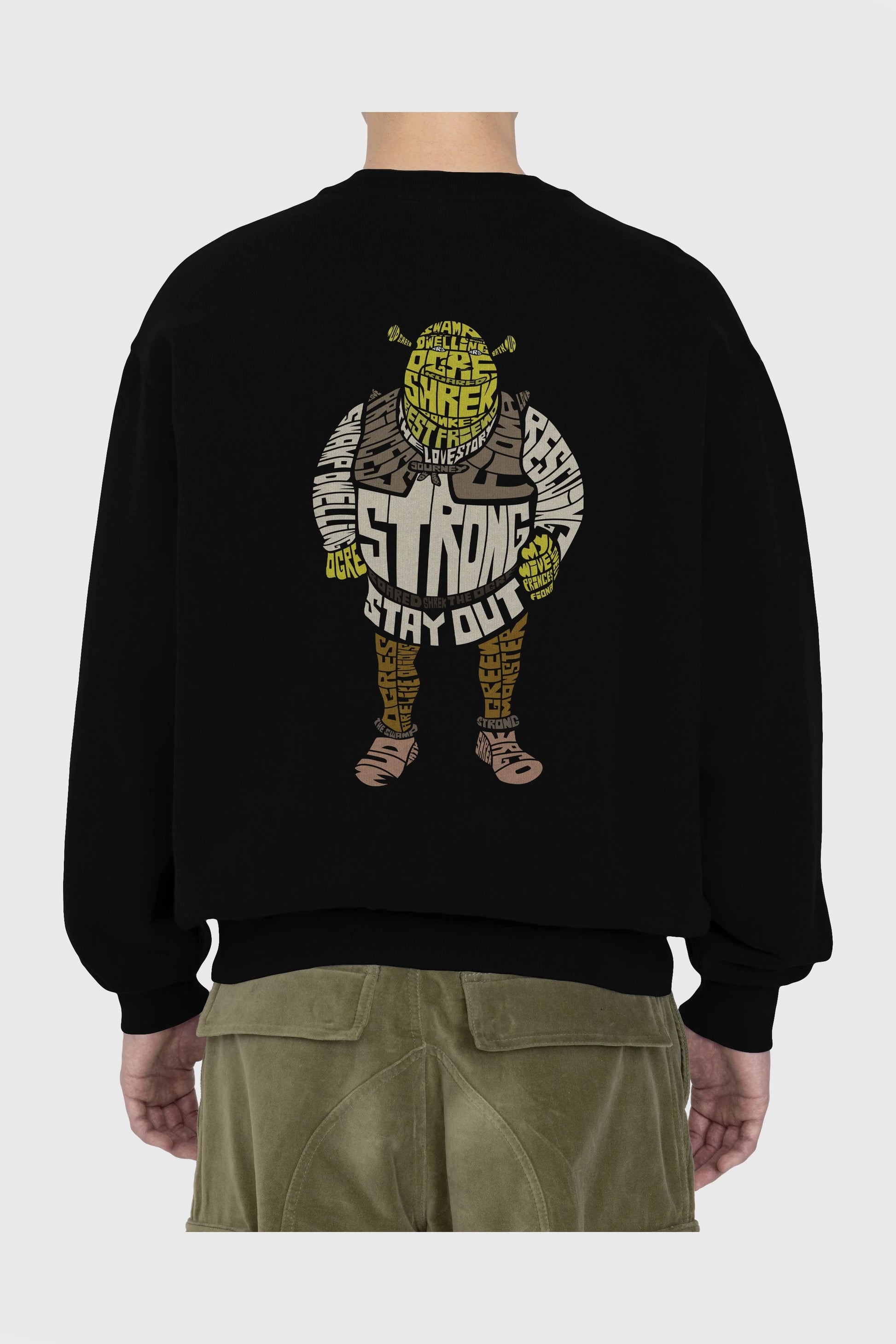 Shrek Arka Baskılı Oversize Sweatshirt Erkek Kadın Unisex