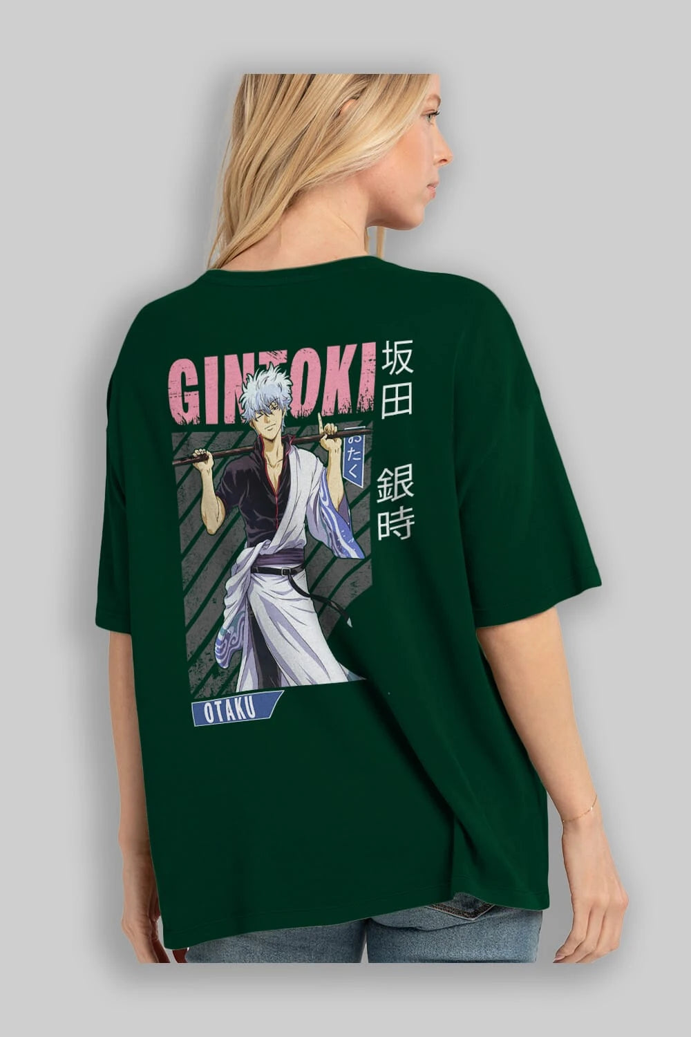 Gintoki Sakata GINTAMA 3 Anime Arka Baskılı Oversize t-shirt Erkek Kadın Unisex