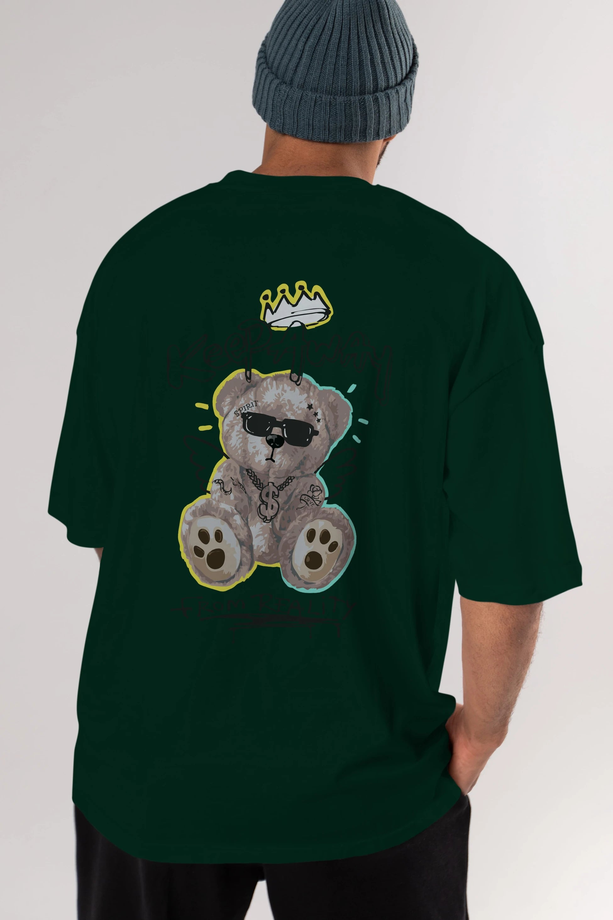 Keep Away Bear 2 Arka Baskılı Oversize t-shirt Erkek Kadın Unisex