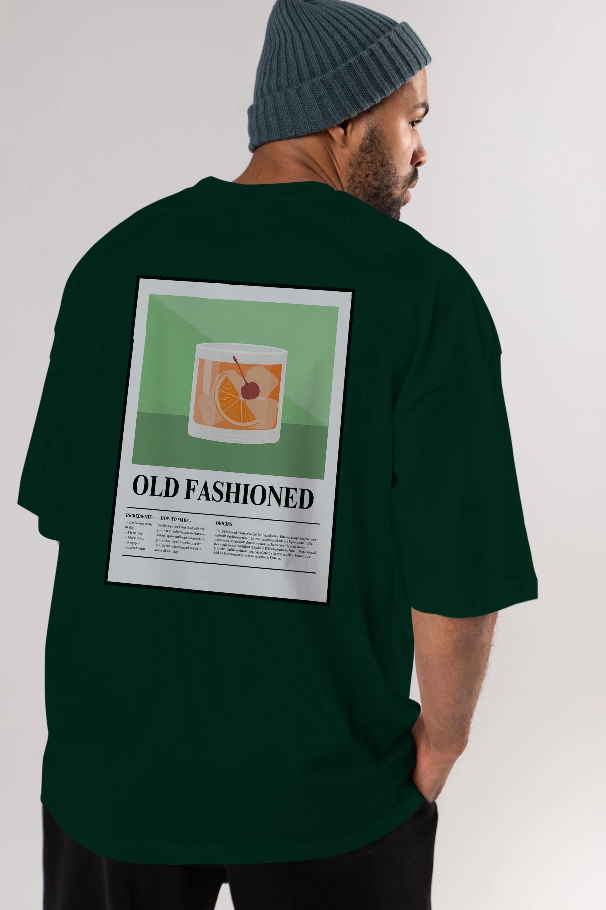 Old Fashioned Arka Baskılı Oversize t-shirt Erkek Kadın Unisex %100 Pamuk Bisiklet Yaka tişort