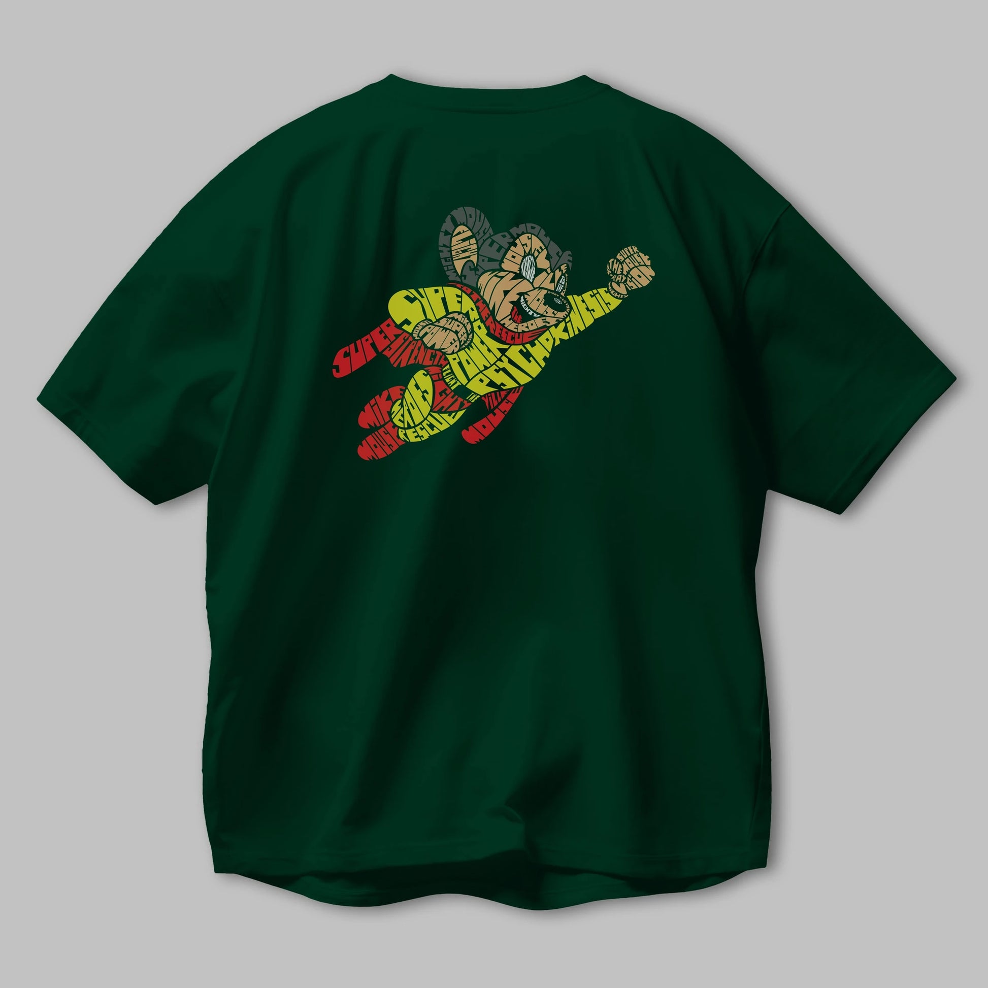 Mighty Mouse Arka Baskılı Oversize t-shirt %100 pamuk Erkek Kadın Unisex