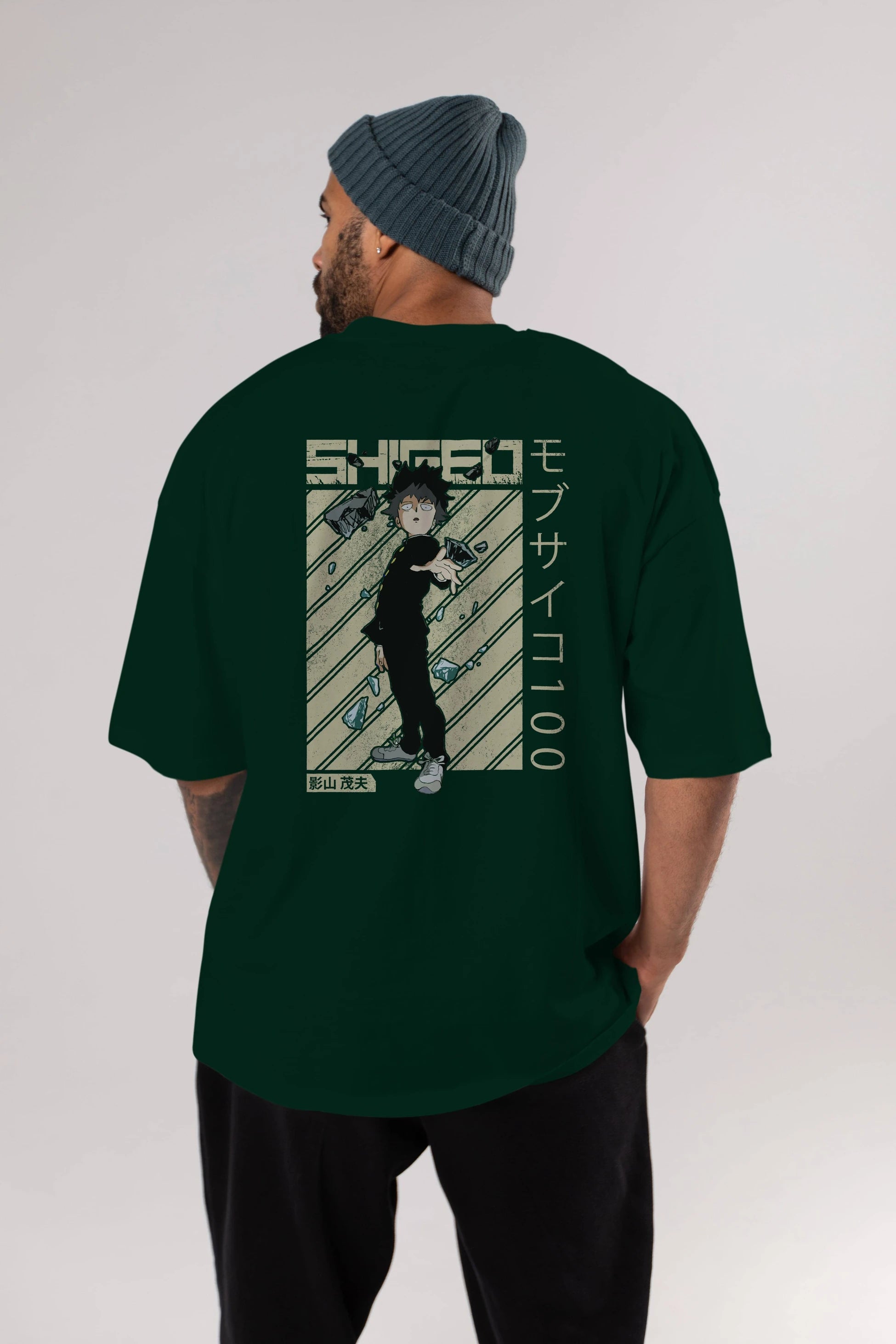 Shigeo Kageyama 3 Anime Arka Baskılı Oversize t-shirt Erkek Kadın Unisex