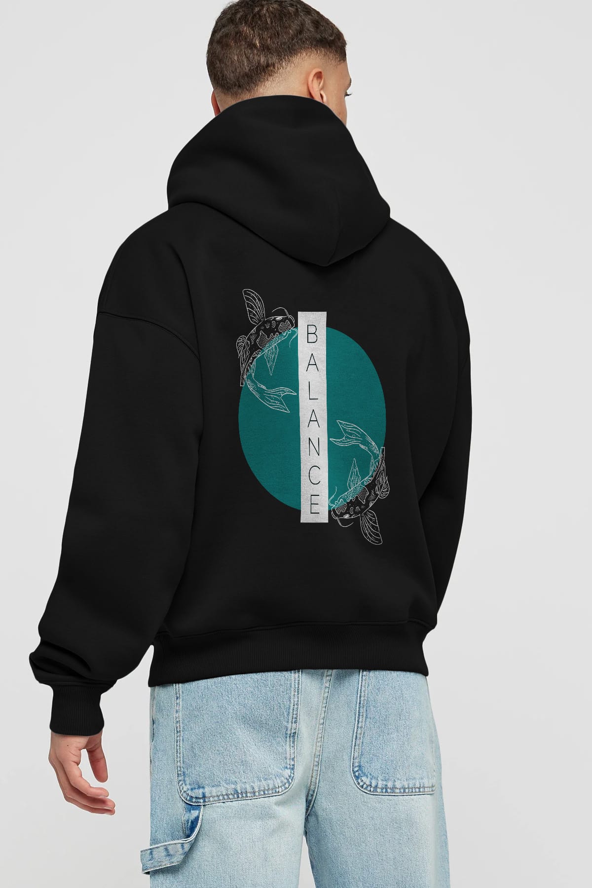 Balance 2 Yazılı Arka Baskılı Oversize Hoodie Kapüşonlu Sweatshirt Erkek Kadın Unisex