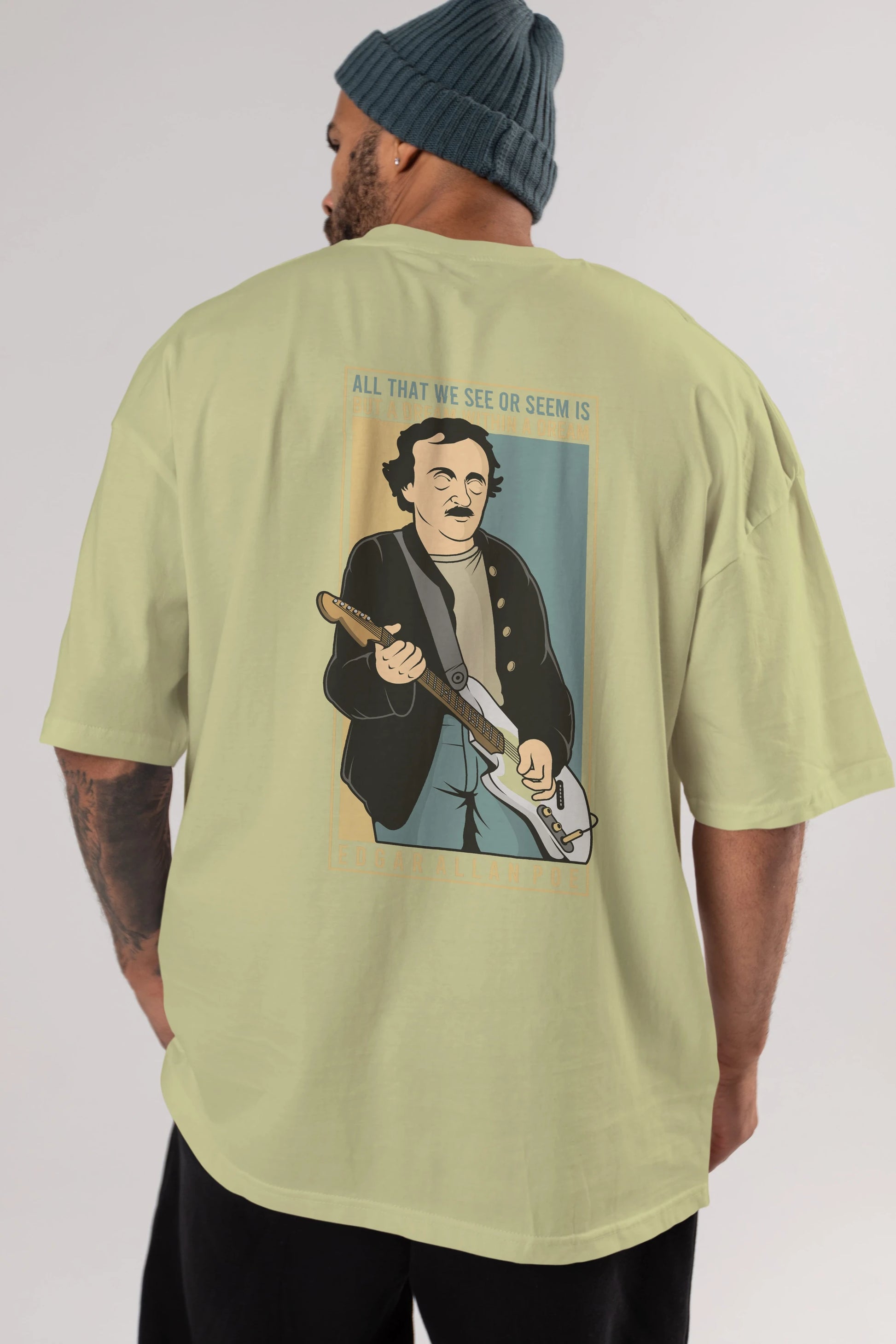 Edgar Alan Cobain Arka Baskılı Oversize t-shirt Erkek Kadın Unisex %100 Pamuk tişort