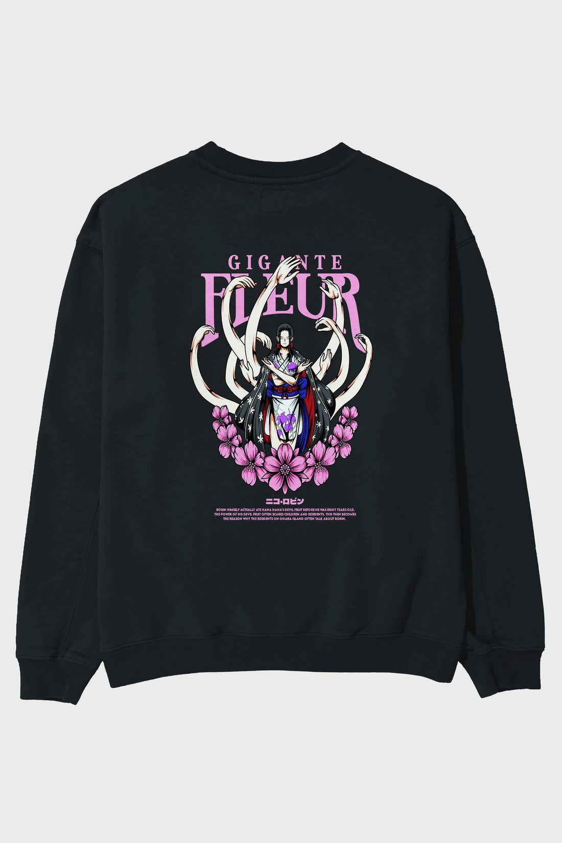 Gigante Fleur Anime Arka Baskılı Oversize Sweatshirt Erkek Kadın Unisex