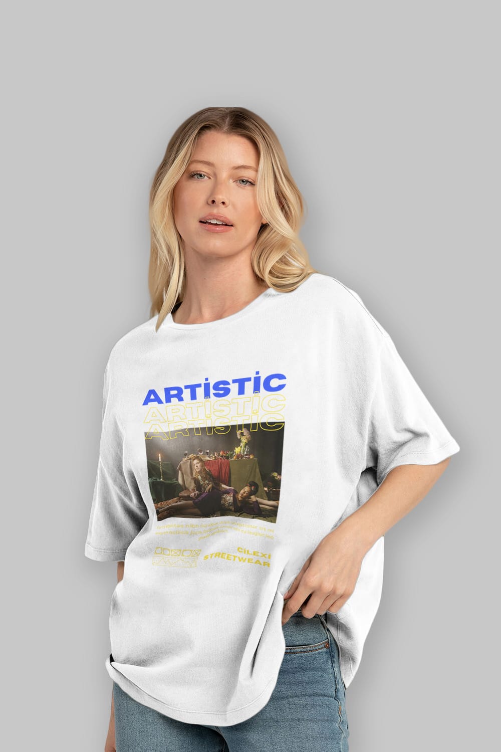 Artistic Yazılı Streetwear Ön Baskılı Oversize t-shirt Erkek Kadın Unisex