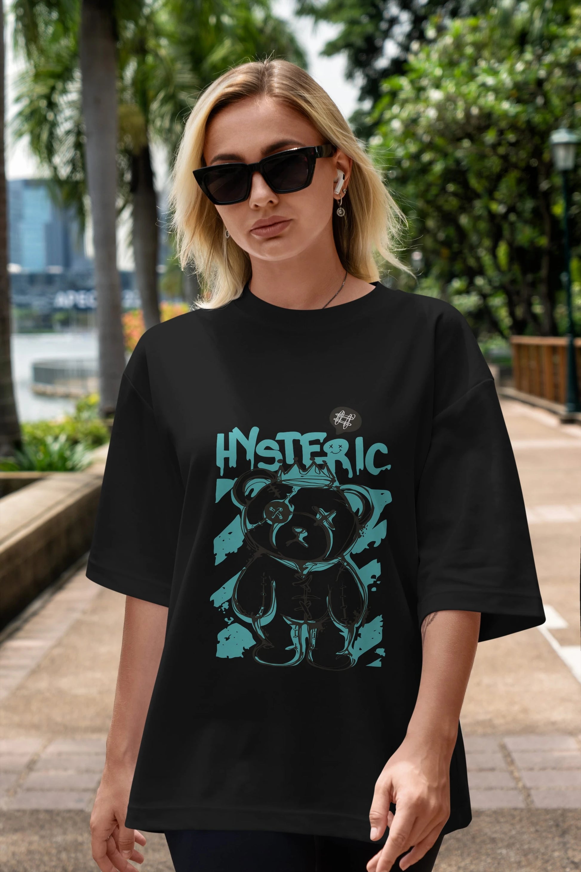 Hysteric Bear Ön Baskılı Oversize t-shirt Erkek Kadın Unisex
