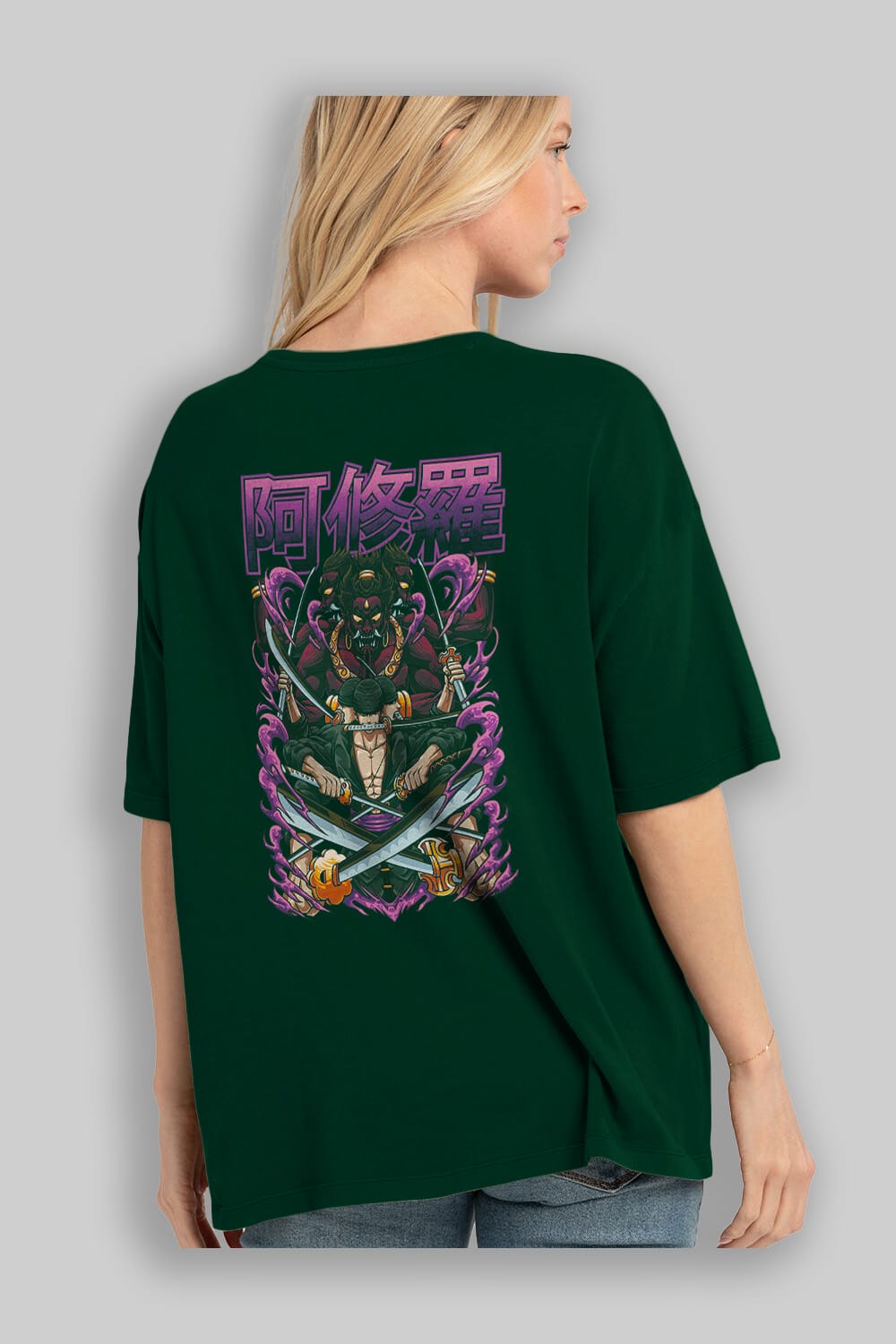 Roronoa Zoro 1 Anime Arka Baskılı Oversize t-shirt Erkek Kadın Unisex