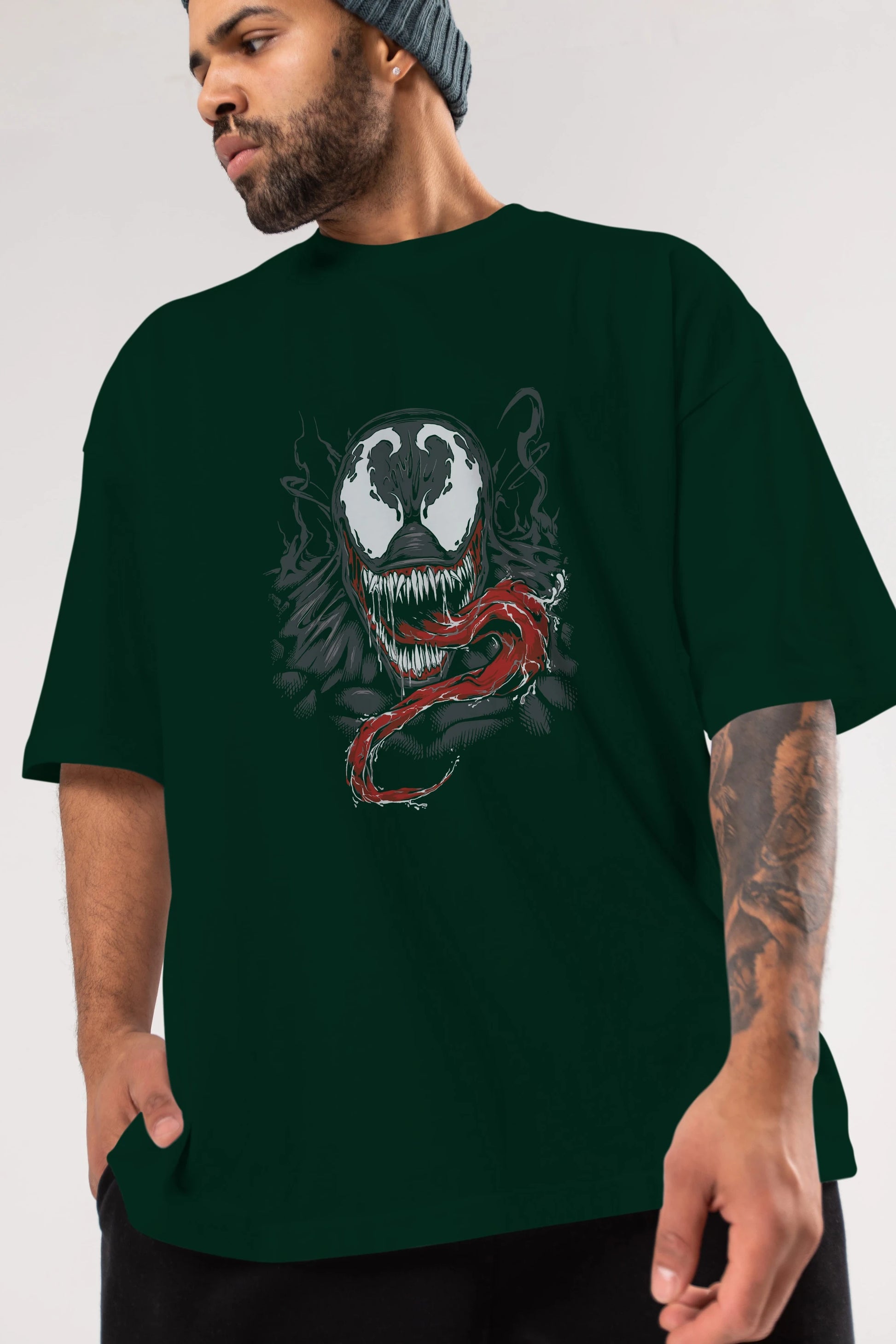 Venom (18) Ön Baskılı Oversize t-shirt Erkek Kadın Unisex %100 Pamuk Bisiklet Yaka tişort