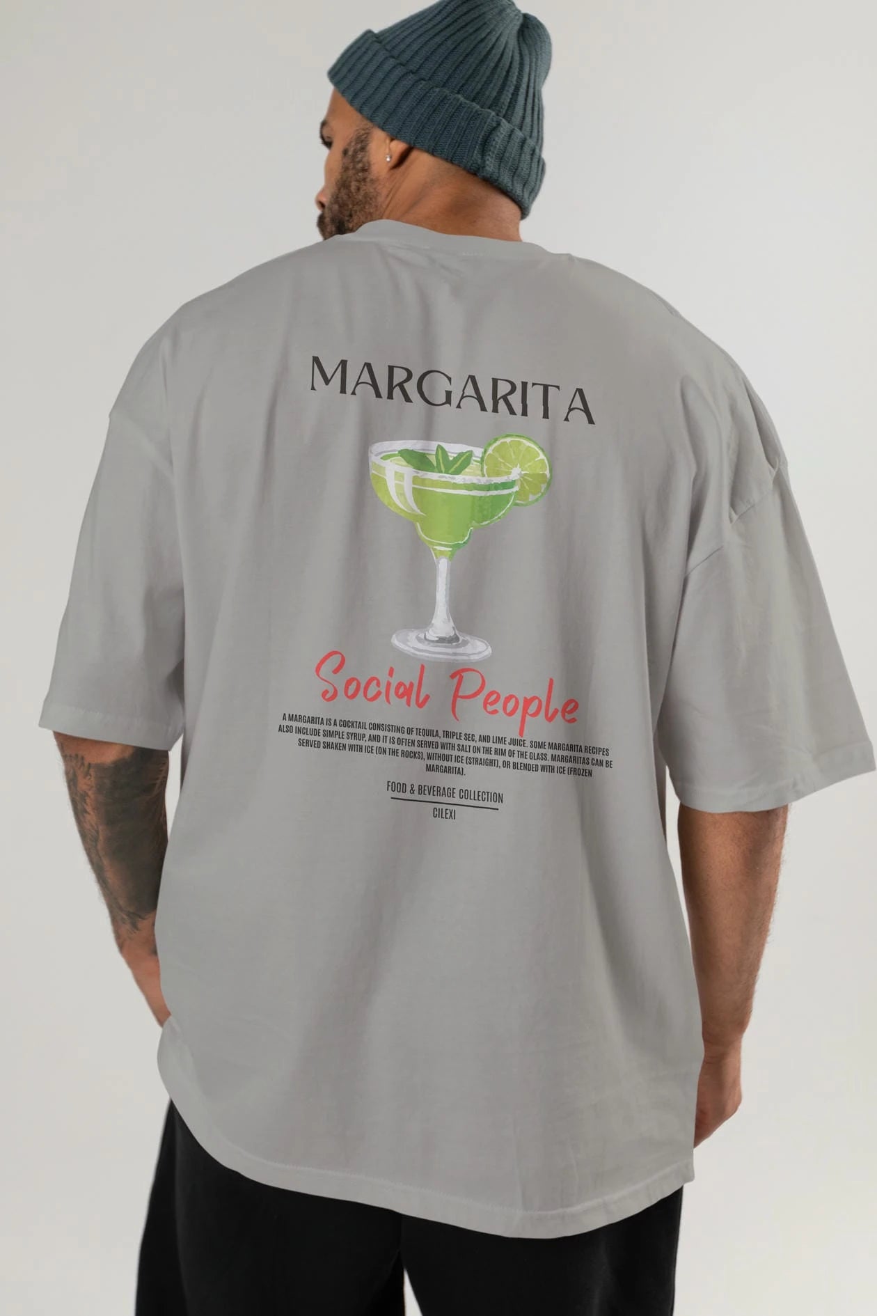 Margarita Kokteyl Serisi Baskılı Oversize t-shirt Erkek Kadın Unisex %100 Pamuk Bisiklet Yaka tişort
