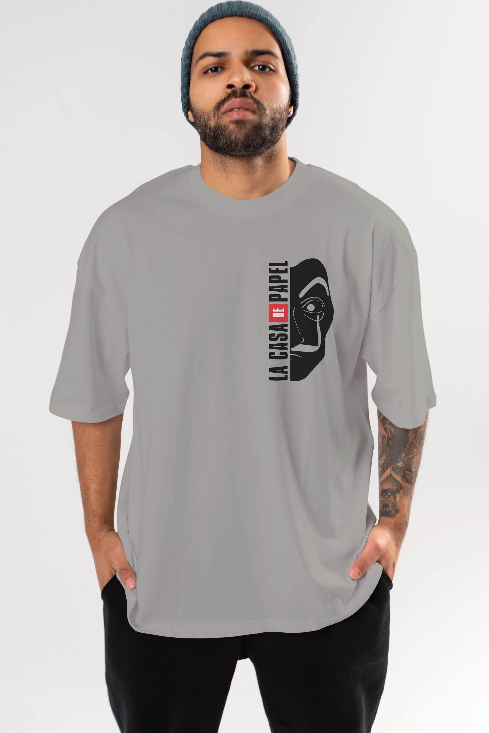 La Casa De Papel (3) Ön Sol Baskılı Oversize t-shirt Erkek Kadın Unisex %100 Pamuk Bisiklet Yaka tişort