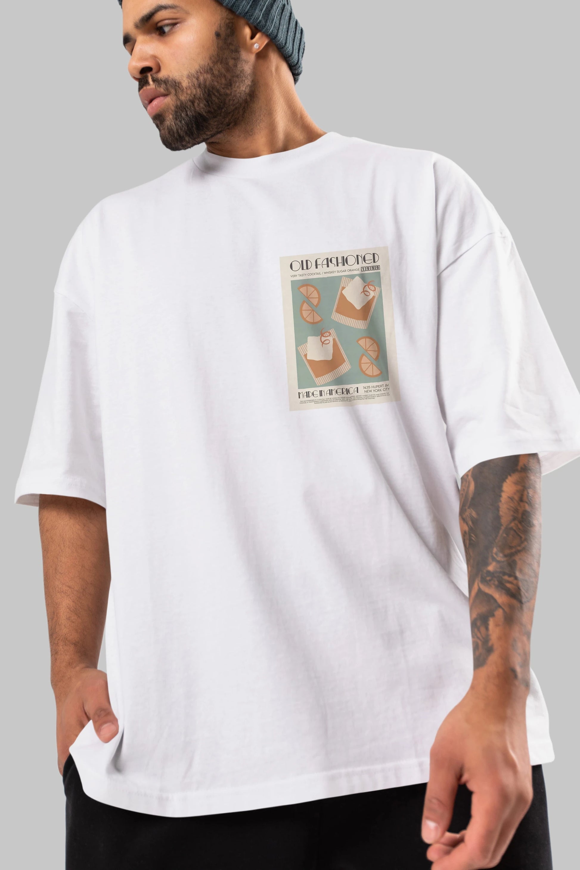 Old Fashioned 2 Ön Sol Baskılı Oversize t-shirt Erkek Kadın Unisex %100 Pamuk Bisiklet Yaka tişort