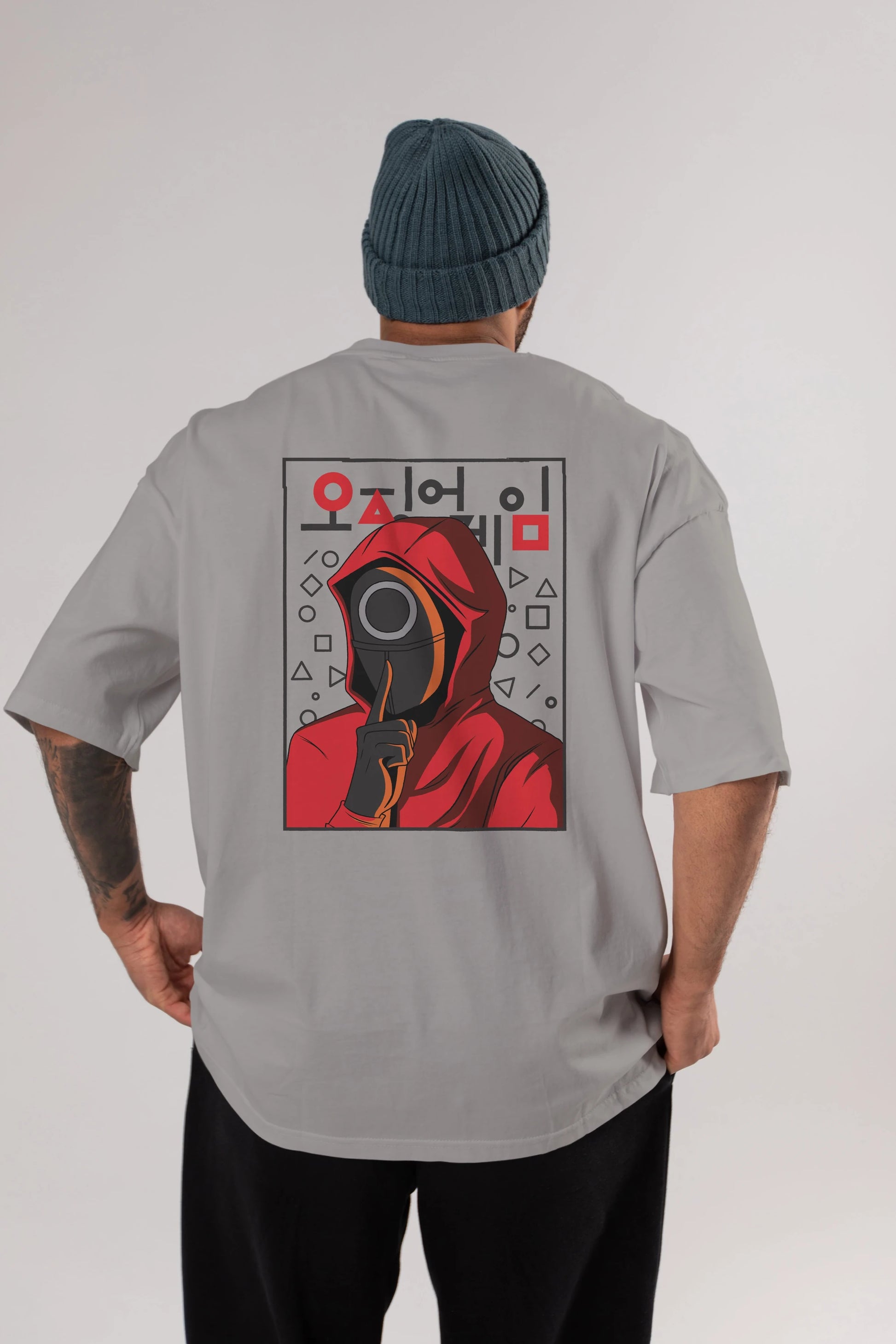 Squid Game (5) Arka Baskılı Oversize t-shirt Erkek Kadın Unisex %100 Pamuk Bisiklet Yaka tişort