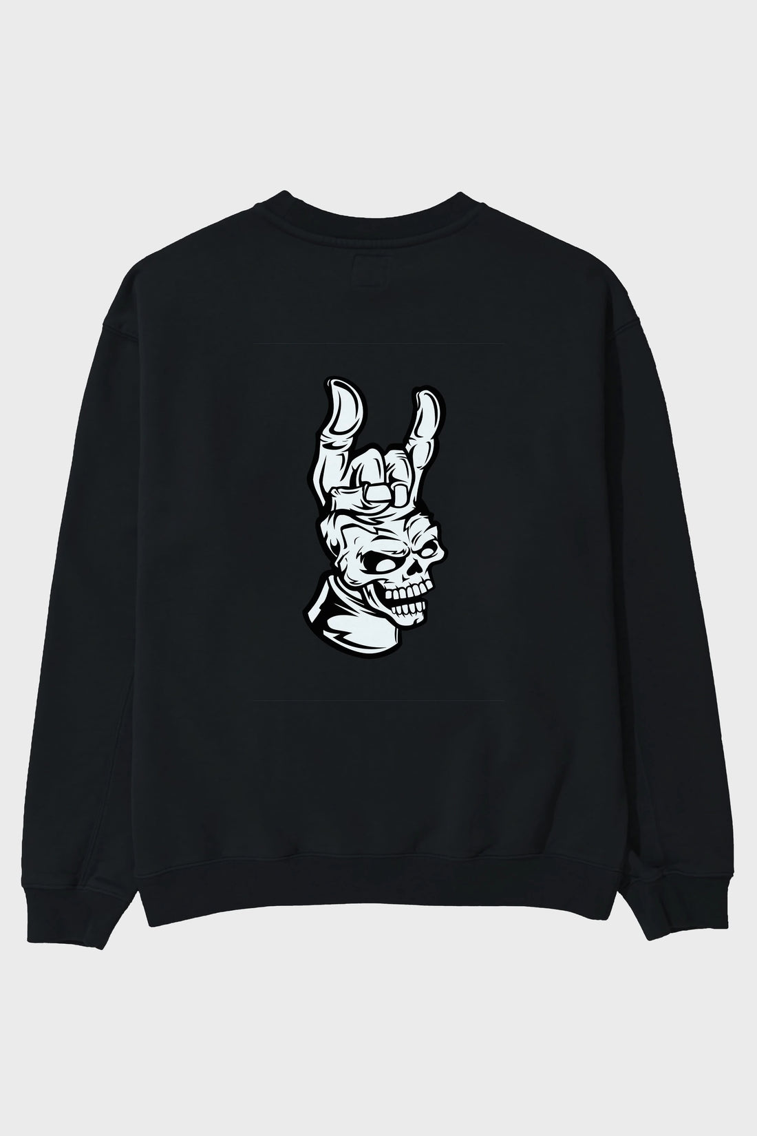 Hand Metal Skull Arka Baskılı Oversize Sweatshirt Erkek Kadın Unisex