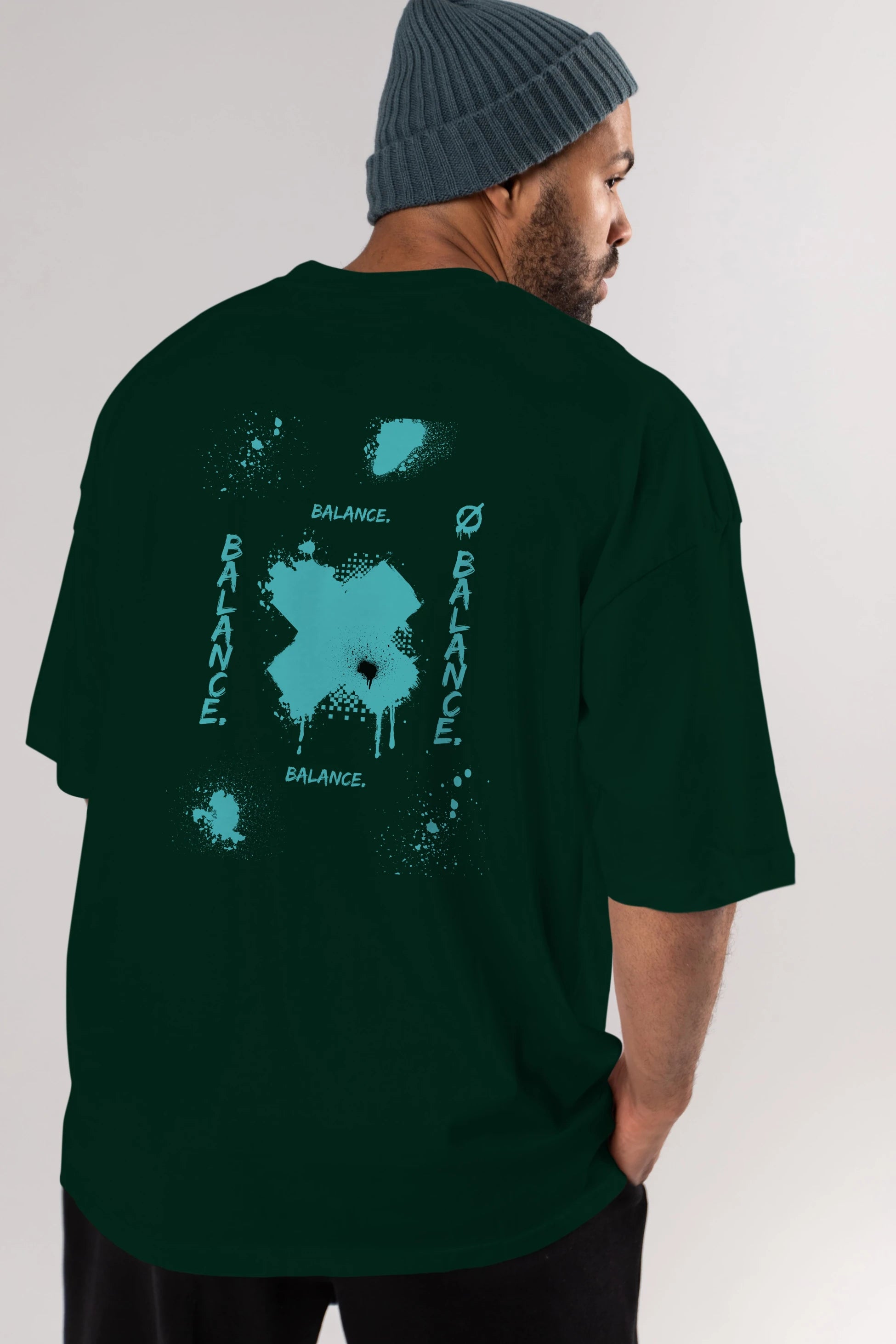 Balance Balance Yazılı Arka Baskılı Oversize t-shirt Erkek Kadın Unisex