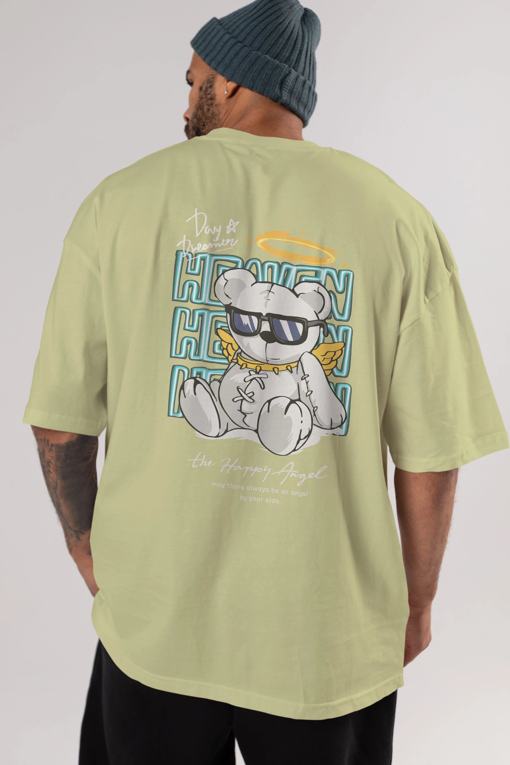 Heaven Bear Arka Baskılı Oversize t-shirt Erkek Kadın Unisex
