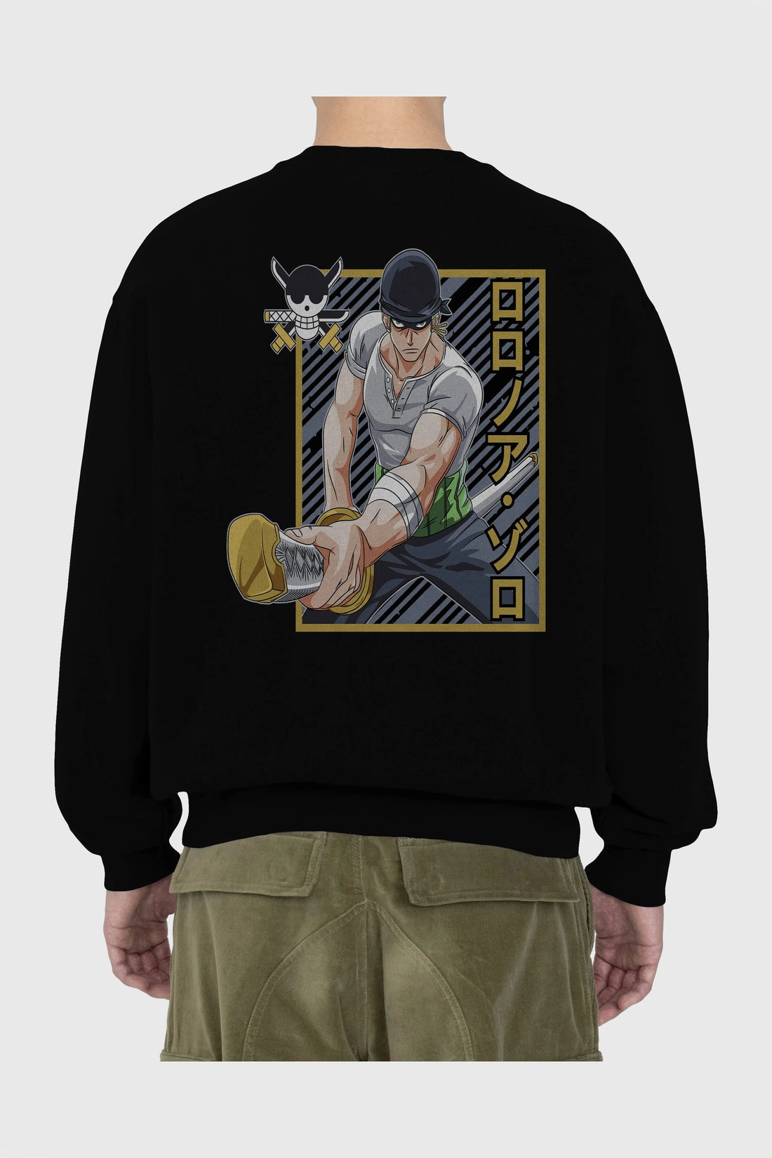 RORONOA ZORO Anime Arka Baskılı Oversize Sweatshirt Erkek Kadın Unisex