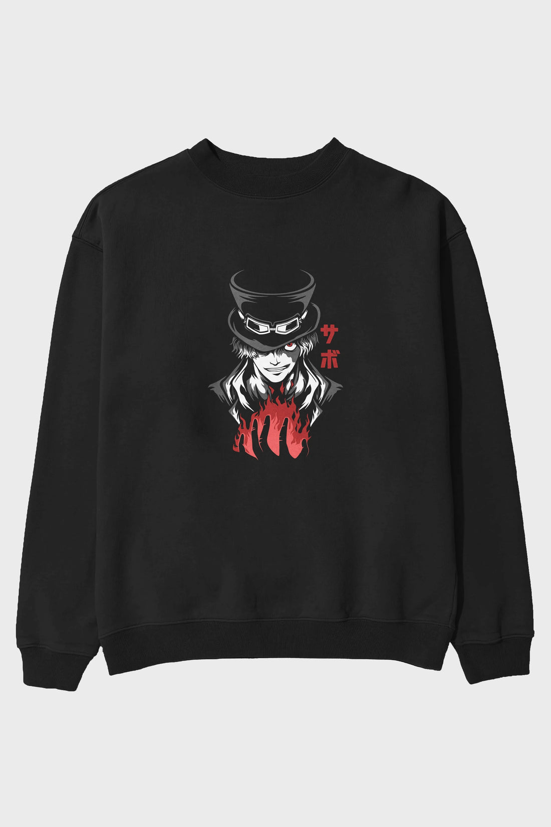 SaboOnePiece Anime Ön Baskılı Oversize Sweatshirt Erkek Kadın Unisex