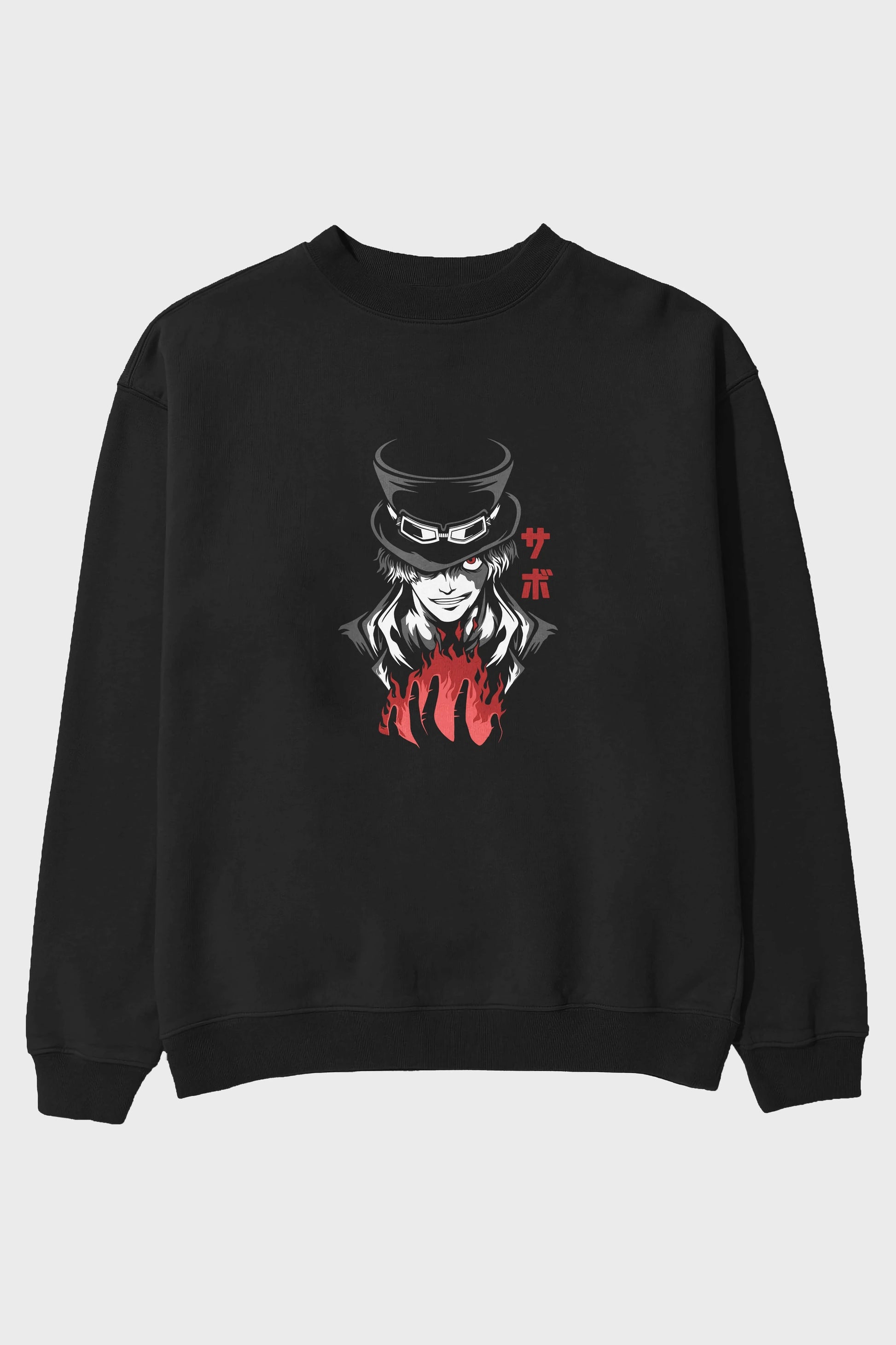 SaboOnePiece Anime Ön Baskılı Oversize Sweatshirt Erkek Kadın Unisex