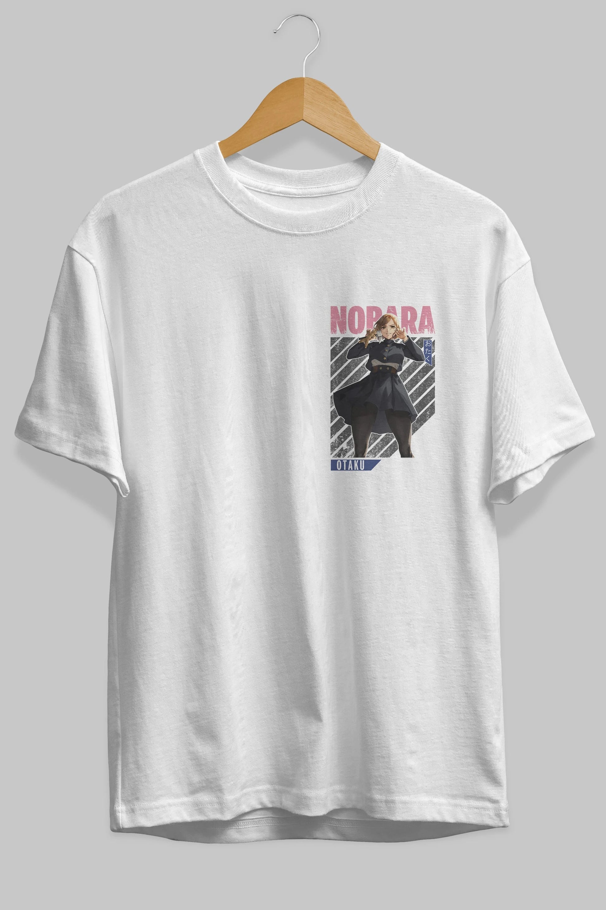 Nobara Kugisaki 4 Ön Sol Baskılı Oversize t-shirt Erkek Kadın Unisex %100 Pamuk Bisiklet Yaka tişort