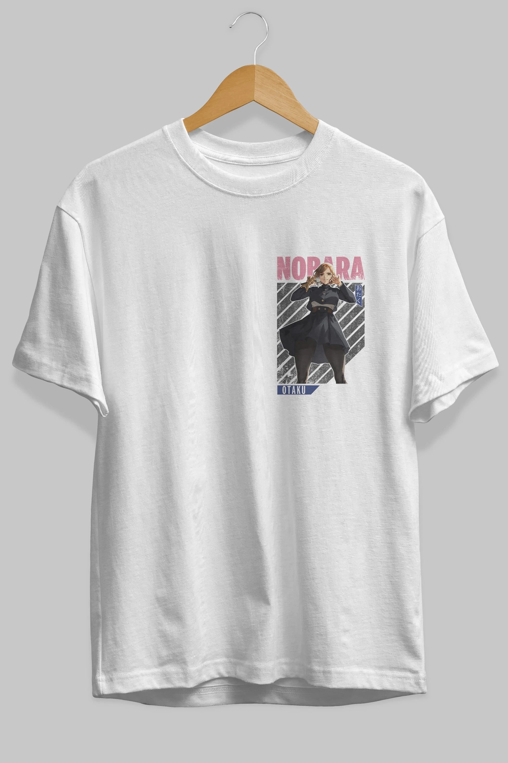 Nobara Kugisaki 4 Ön Sol Baskılı Oversize t-shirt Erkek Kadın Unisex %100 Pamuk Bisiklet Yaka tişort