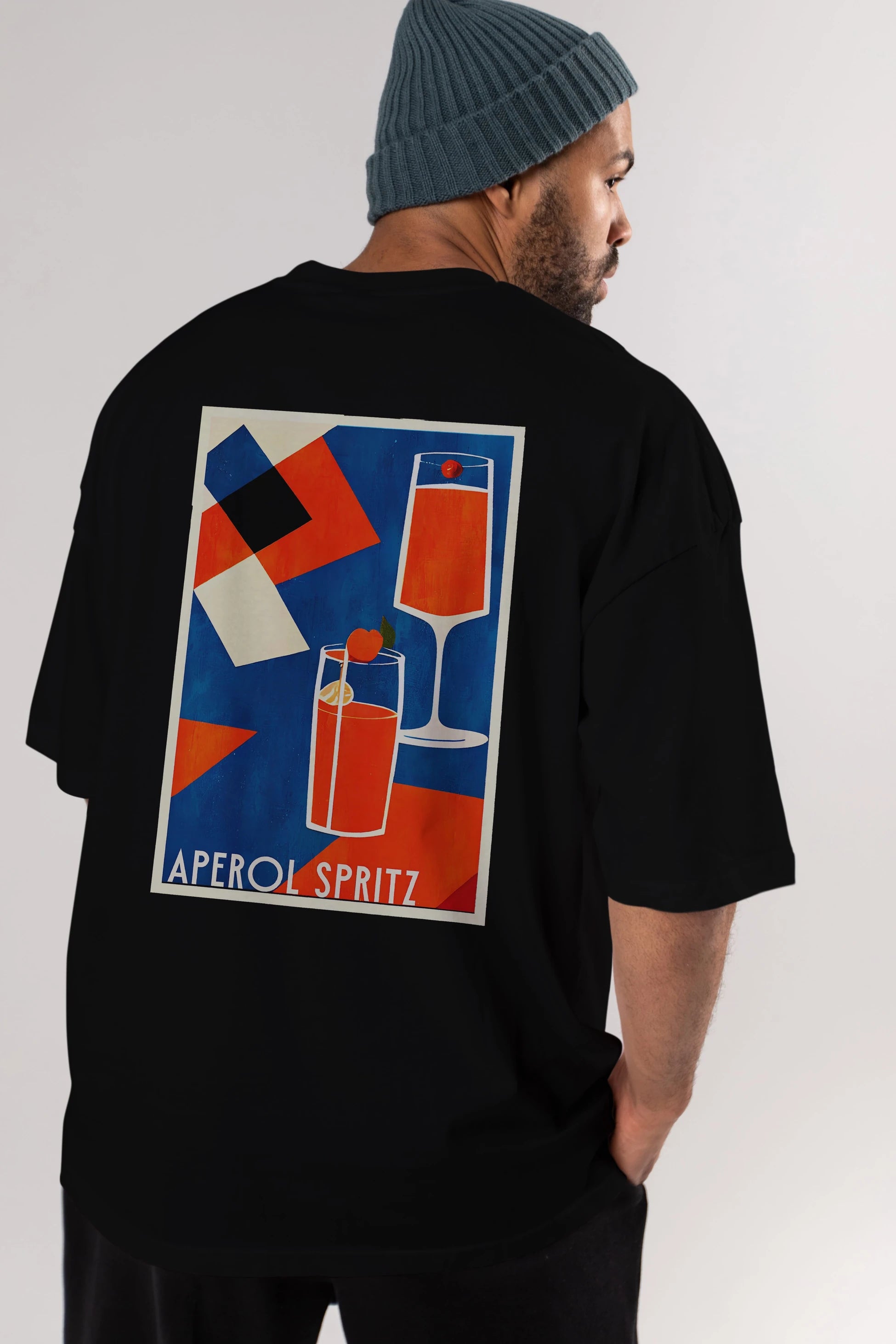 Aperol Spritz 4 Arka Baskılı Oversize t-shirt Erkek Kadın Unisex %100 Pamuk Bisiklet Yaka tişort