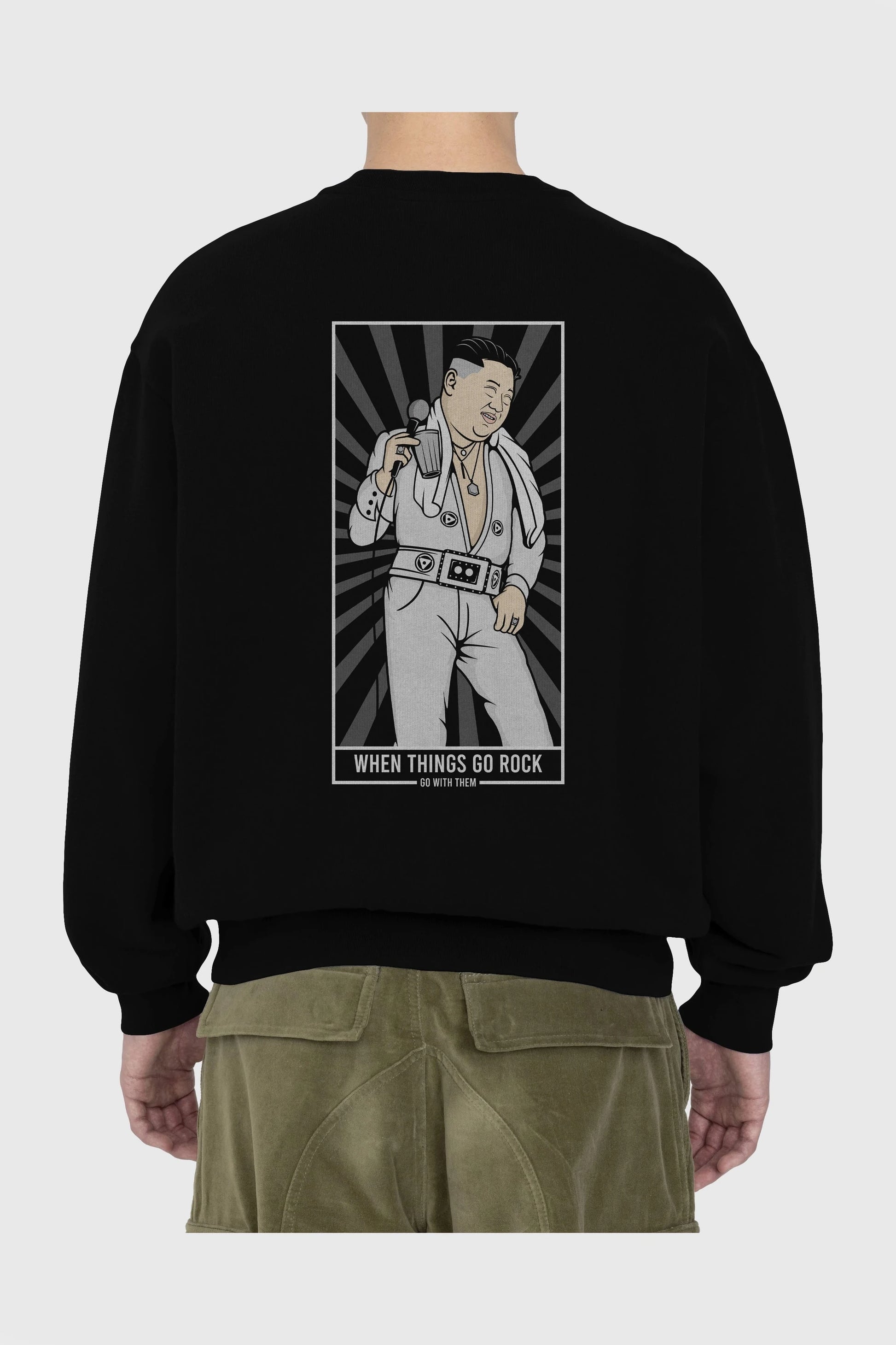 Kim Elvis Arka Baskılı Oversize Sweatshirt Erkek Kadın Unisex