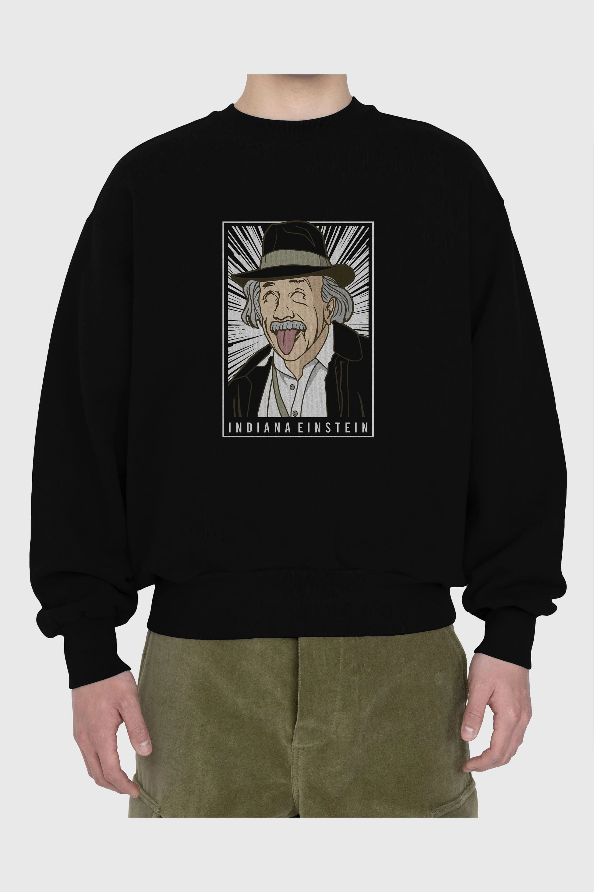 Indiana Jones Einstein Ön Baskılı Oversize Sweatshirt Erkek Kadın Unisex