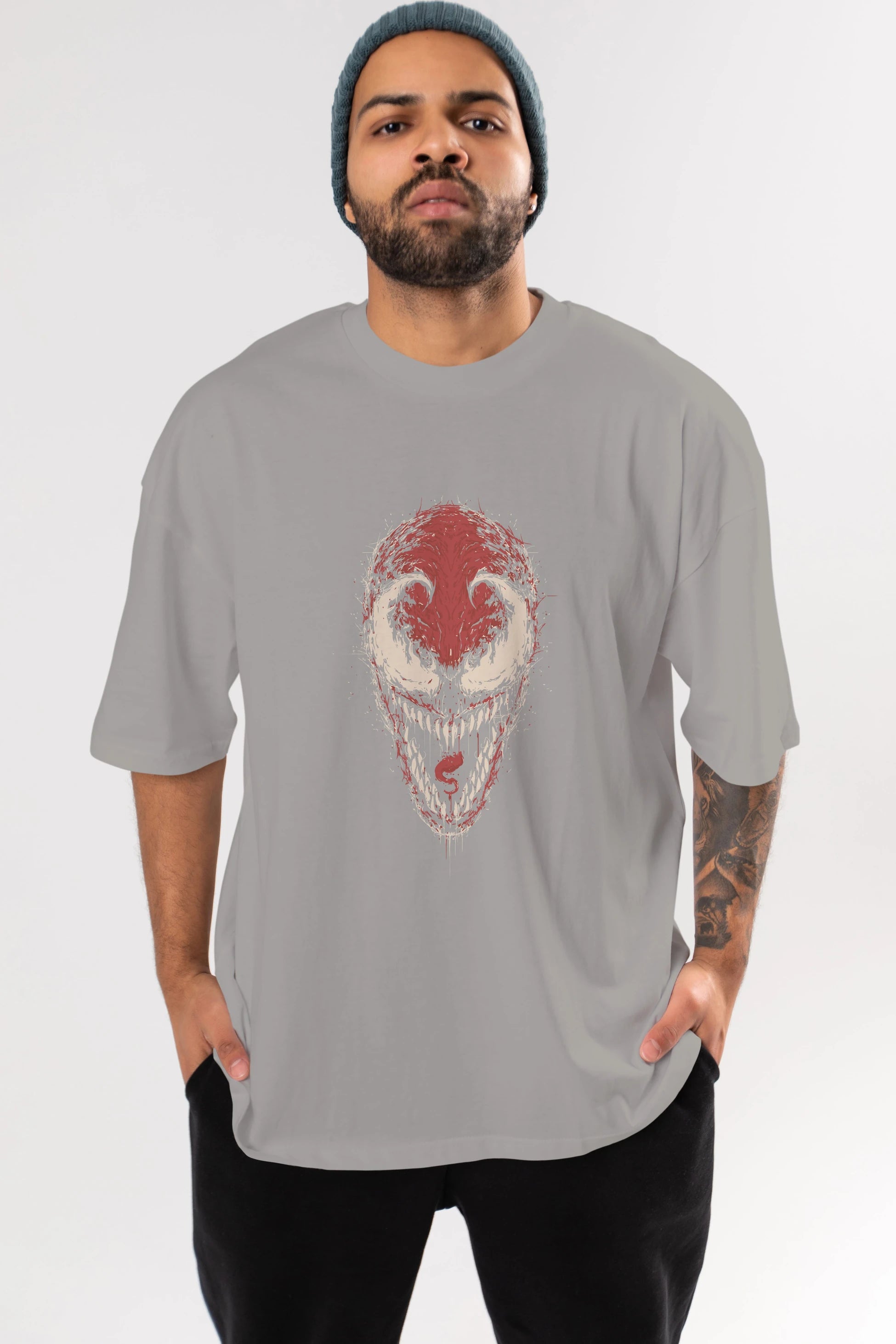 Venom (12) Ön Baskılı Oversize t-shirt Erkek Kadın Unisex %100 Pamuk Bisiklet Yaka tişort