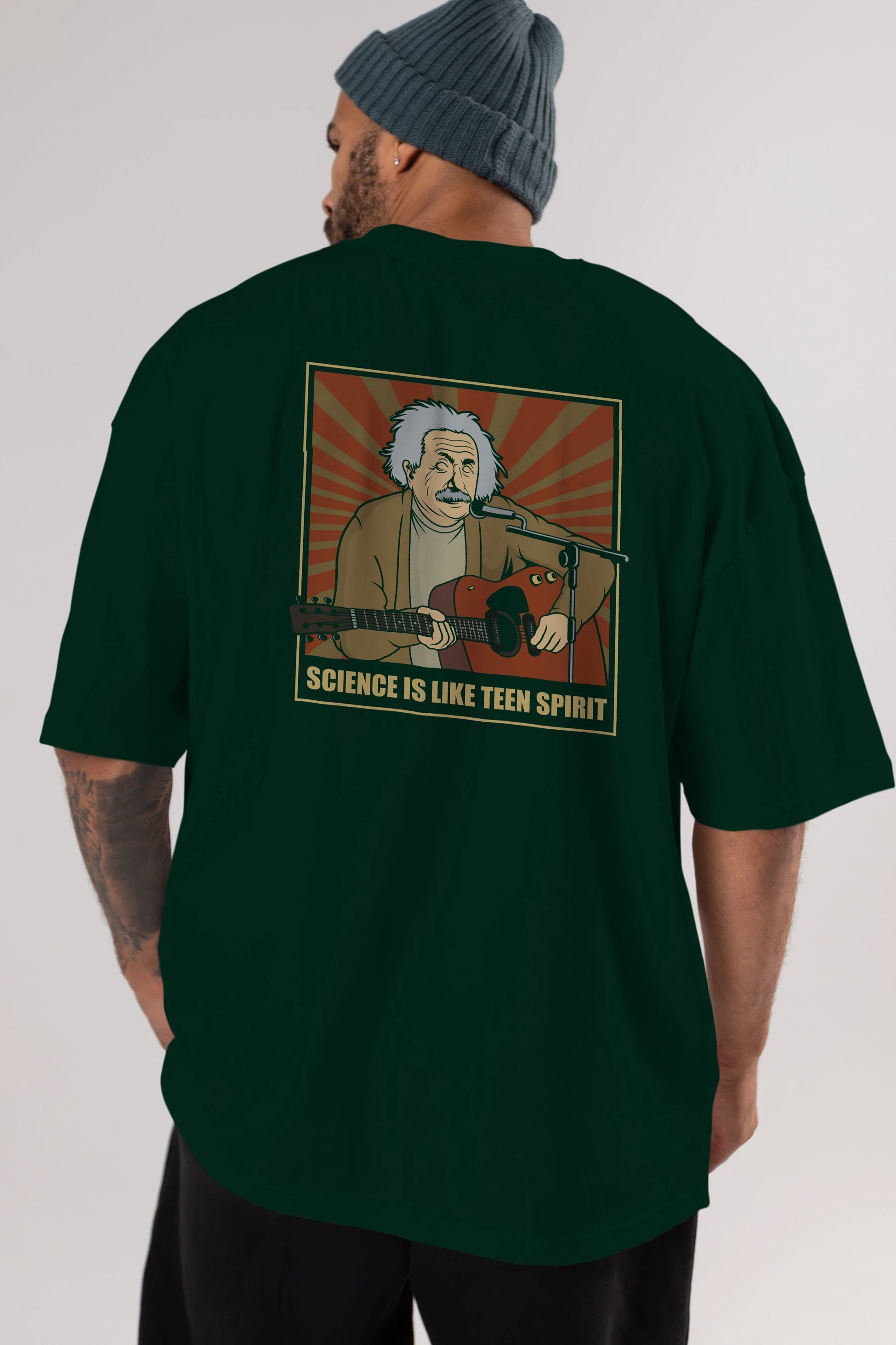 Kurt Einstein Arka Baskılı Oversize t-shirt Erkek Kadın Unisex %100 Pamuk tişort