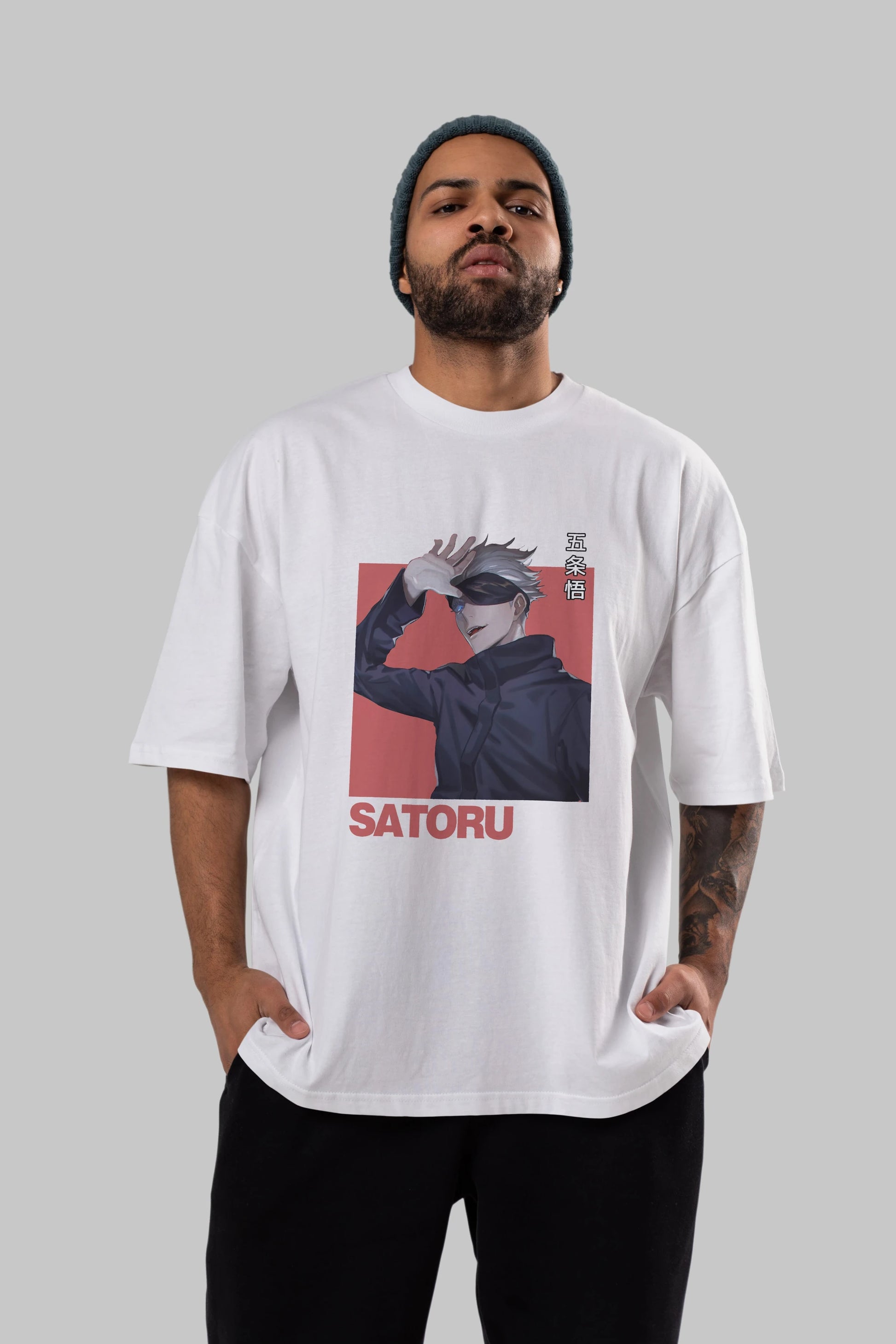 SATORU GOJO 2 Anime Ön Baskılı Oversize t-shirt %100 pamuk Erkek Kadın Unisex