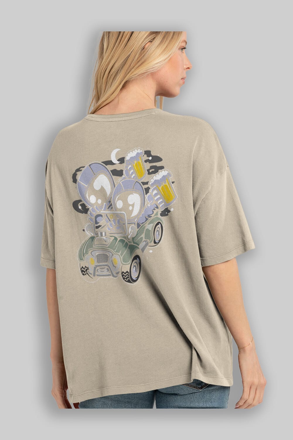 Astronaut Offroad Arka Baskılı Oversize t-shirt Erkek Kadın Unisex
