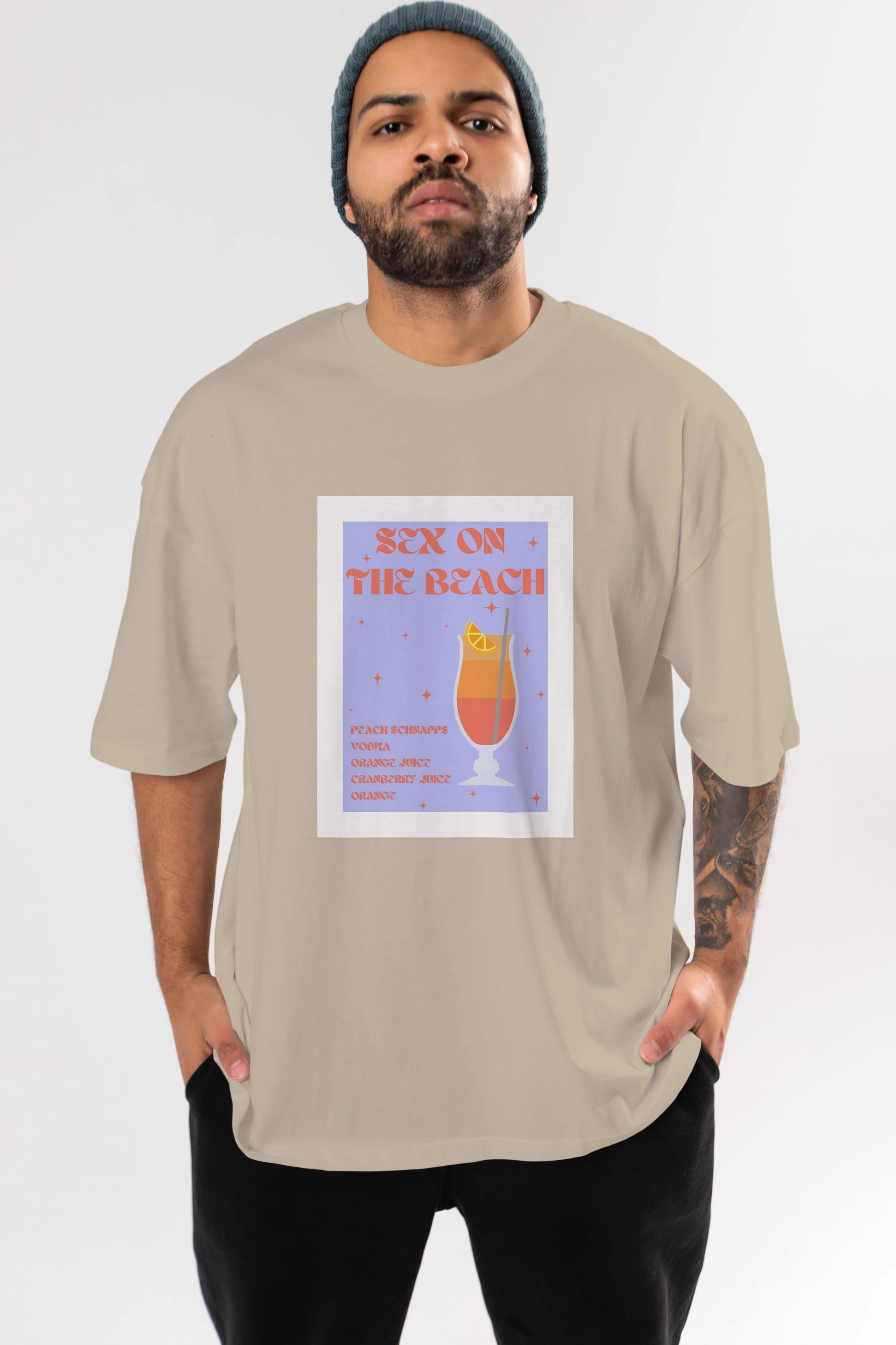 Sex On The Beach Ön Baskılı Oversize t-shirt Erkek Kadın Unisex %100 Pamuk Bisiklet Yaka tişort