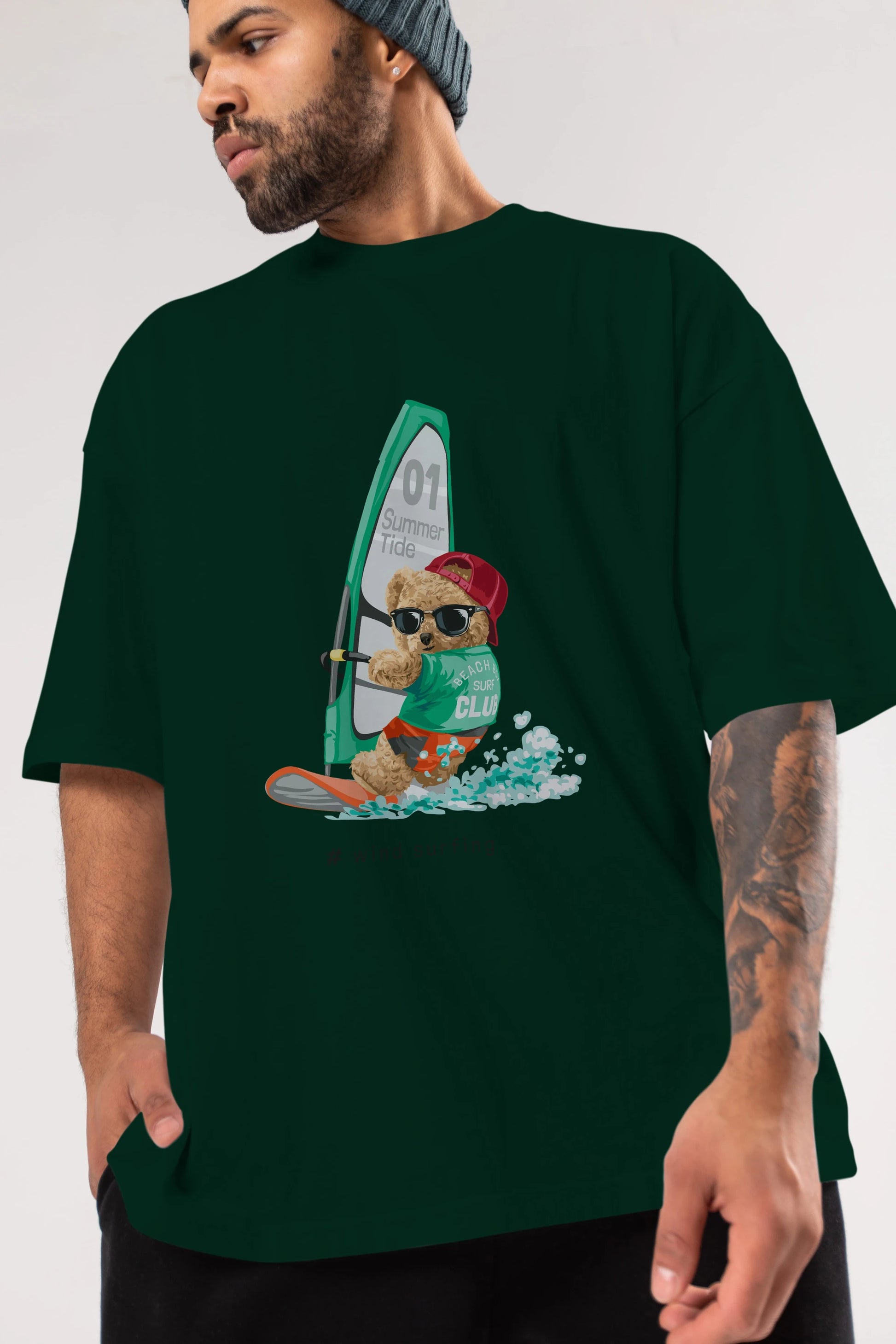 Teddy Bear Summer Tide Ön Baskılı Oversize t-shirt Erkek Kadın Unisex %100 Pamuk