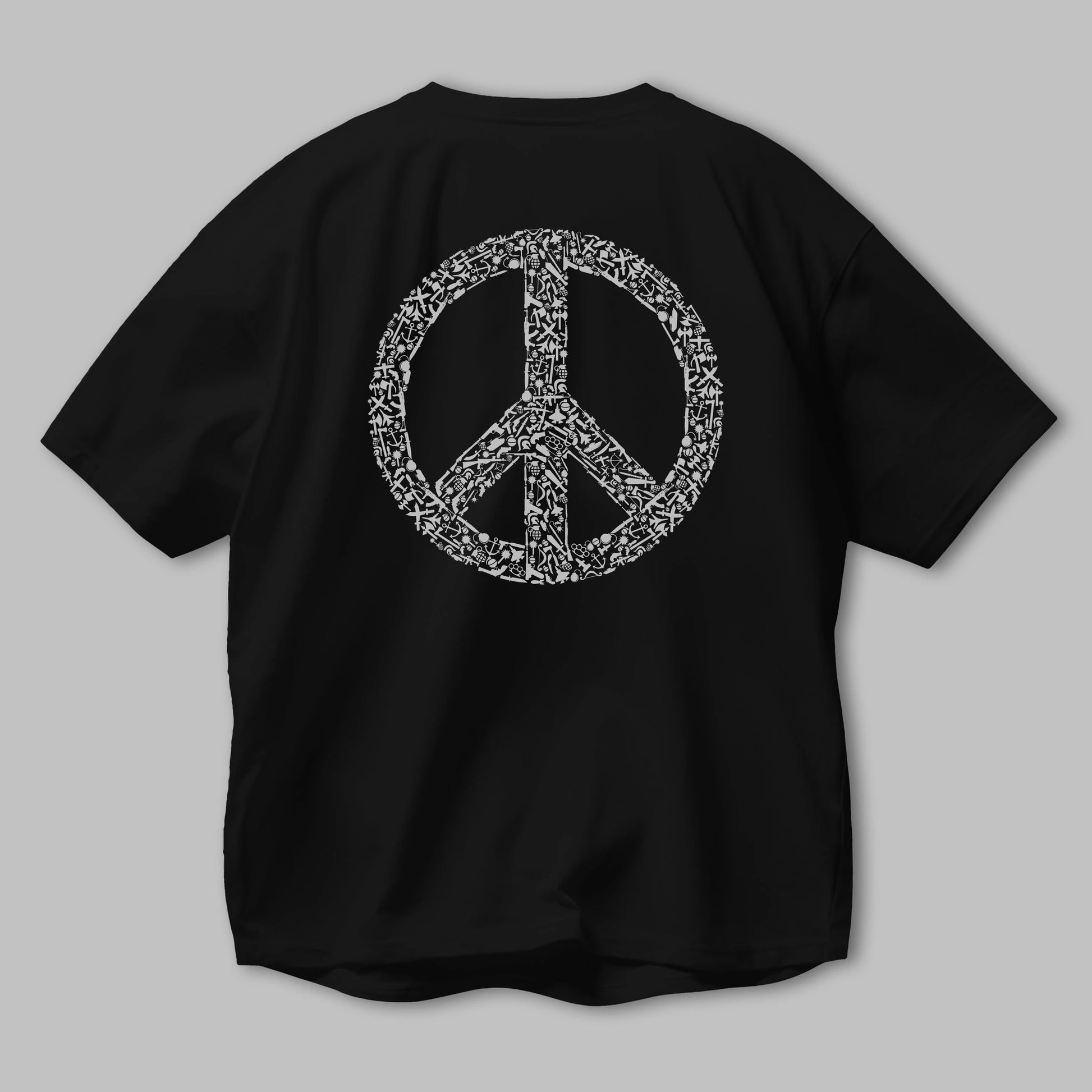 War Peace Arka Baskılı Oversize t-shirt %100 pamuk Erkek Kadın Unisex