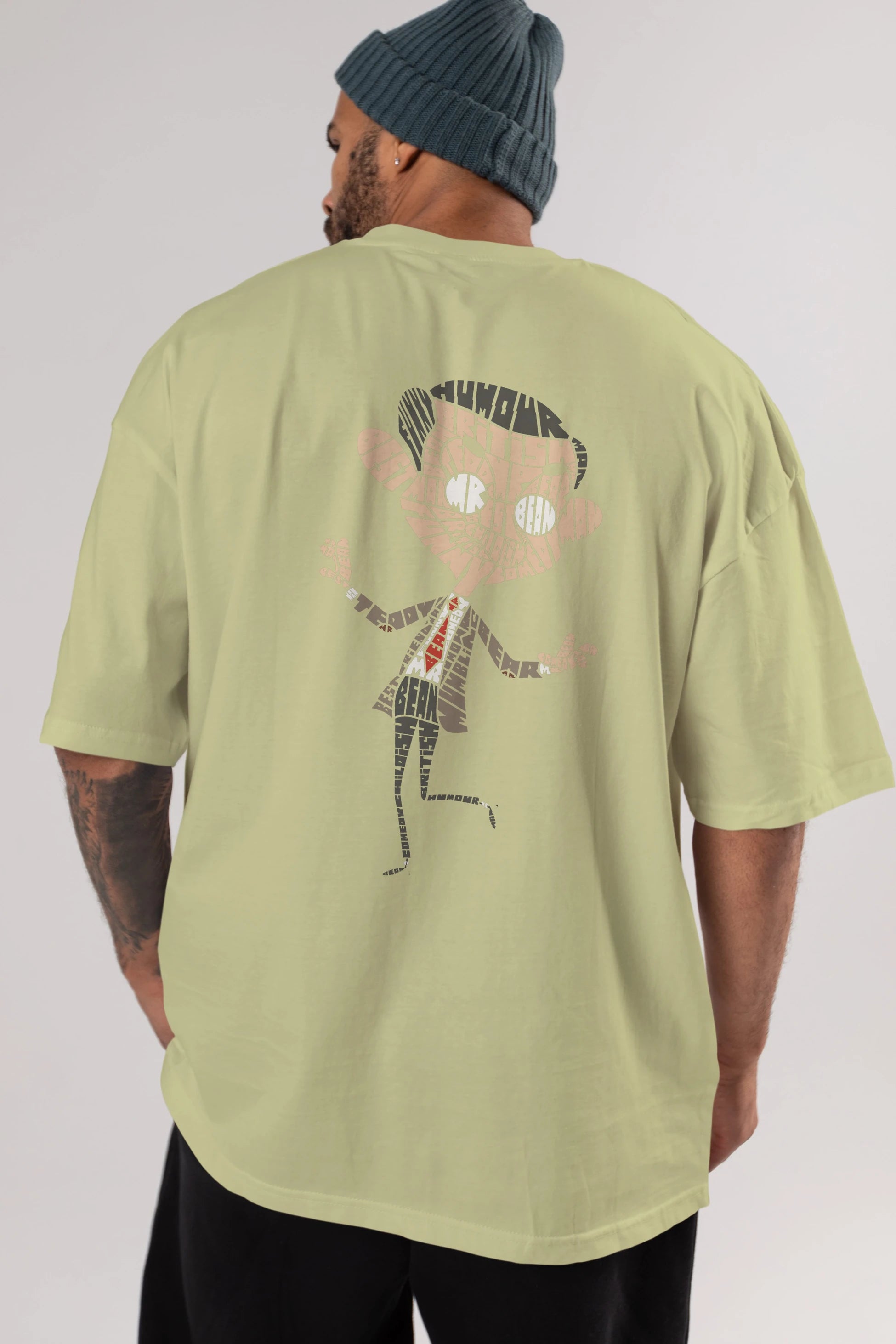 Mr Bean Arka Baskılı Oversize t-shirt %100 pamuk Erkek Kadın Unisex