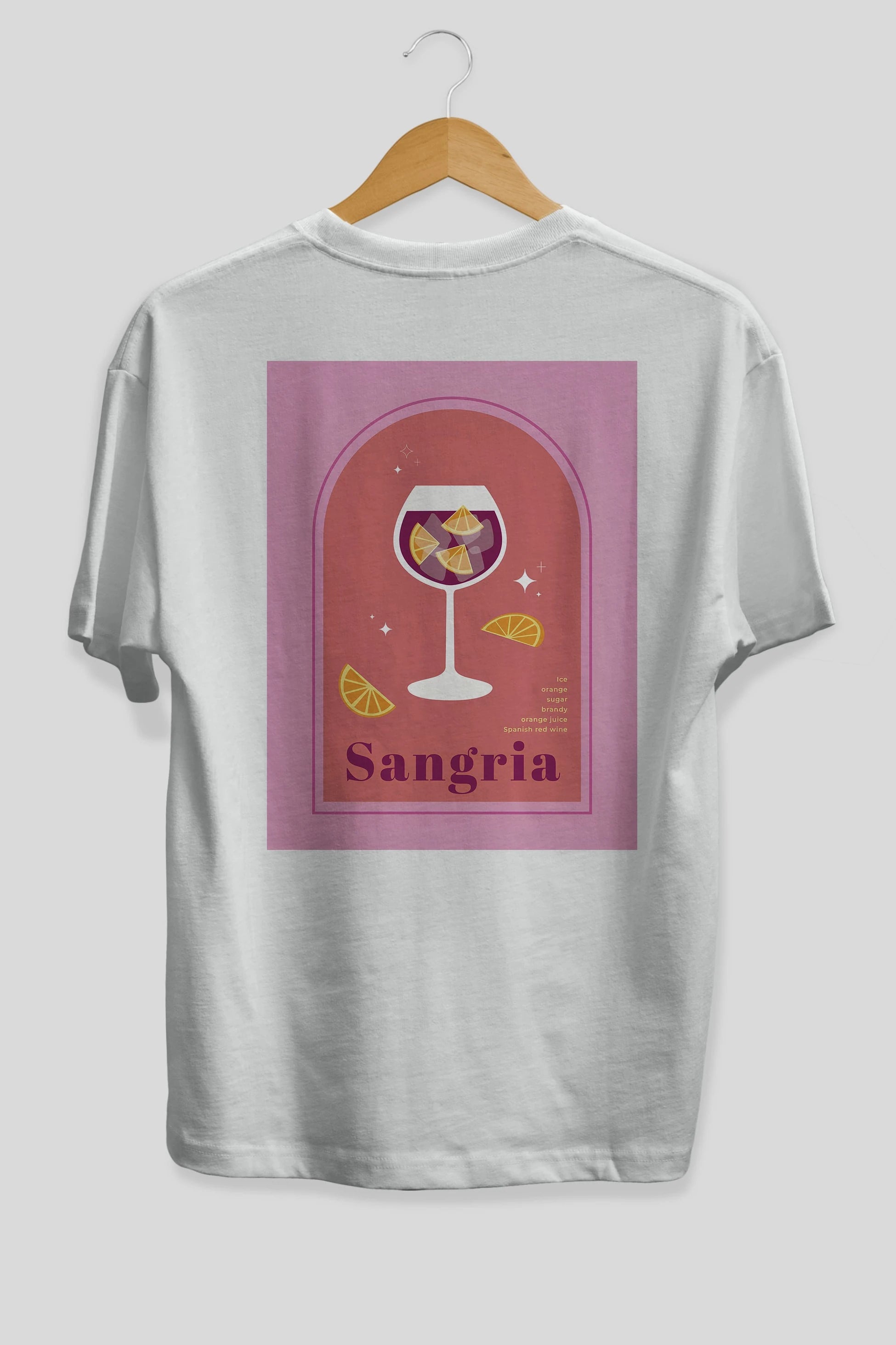 Sangria Arka Baskılı Oversize t-shirt Erkek Kadın Unisex %100 Pamuk Bisiklet Yaka tişort