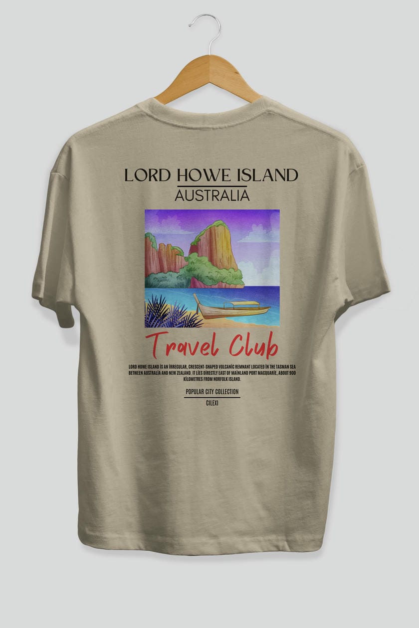 Lord Howe İsland Australia Arka Baskılı Oversize t-shirt Erkek Kadın Pamuk Bisiklet Yaka tişort