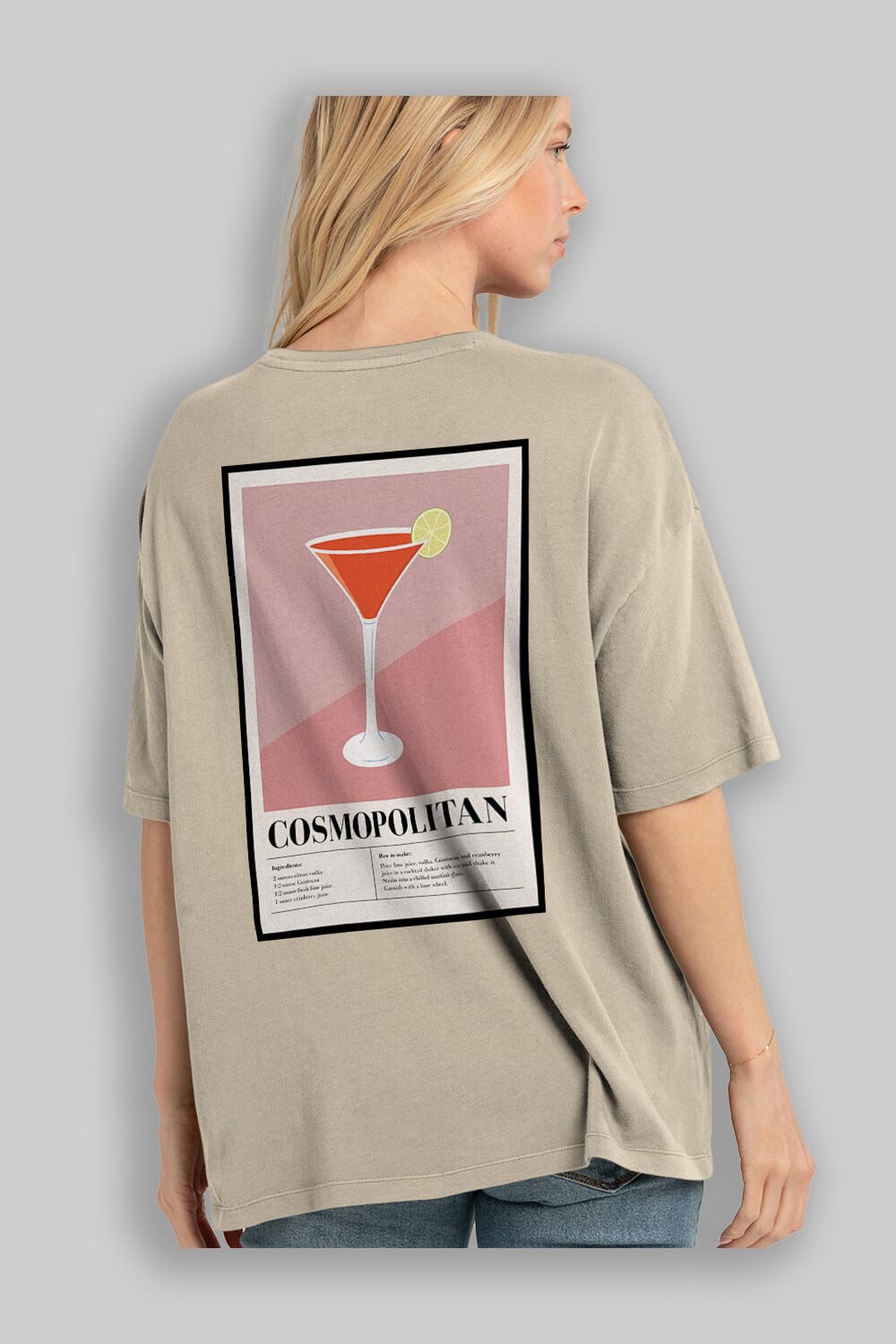 Cosmopolitan 3 Arka Baskılı Oversize t-shirt Erkek Kadın Unisex %100 Pamuk Bisiklet Yaka tişort