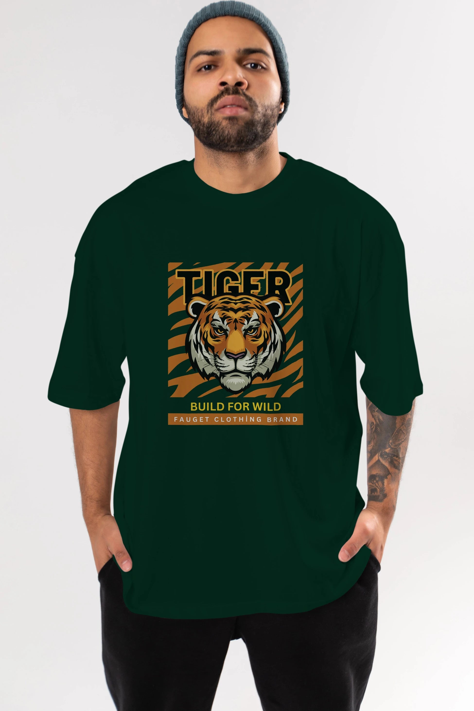 Tiger Ön Baskılı Oversize t-shirt Erkek Kadın Unisex