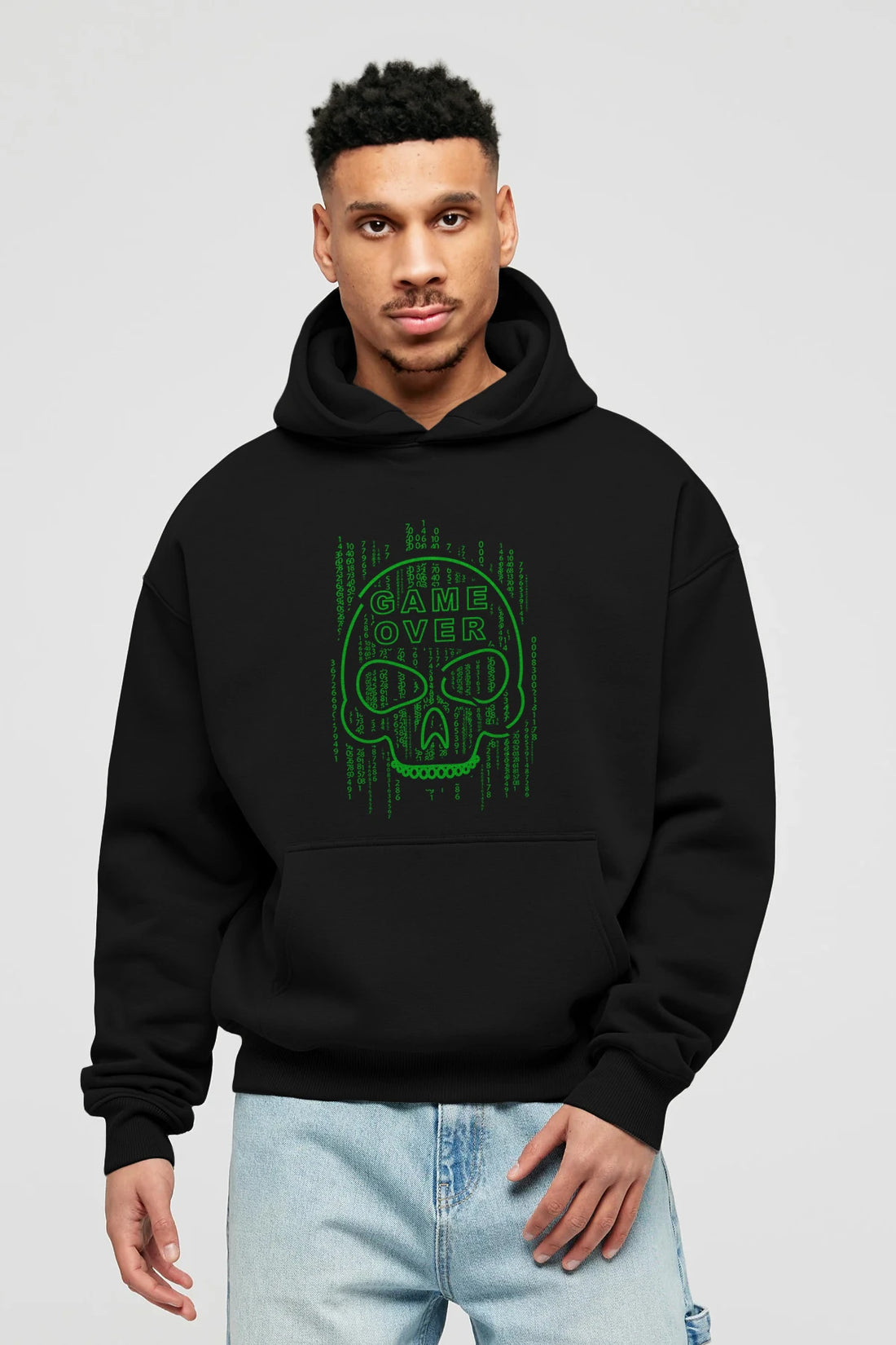 Game Over Ön Baskılı Hoodie Oversize Kapüşonlu Sweatshirt Erkek Kadın Unisex
