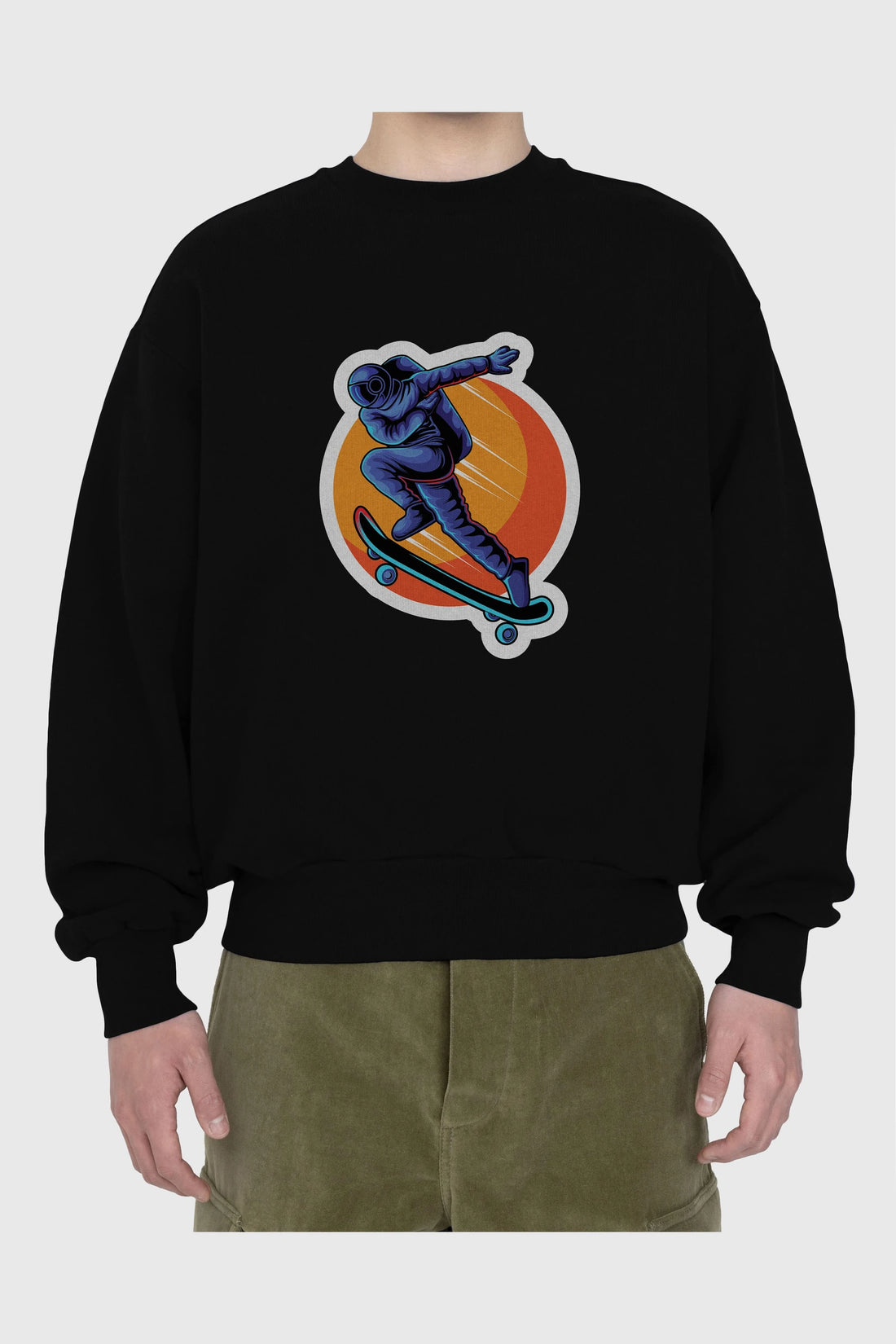 Astroskate Run Sticker Ön Baskılı Oversize Sweatshirt Erkek Kadın Unisex