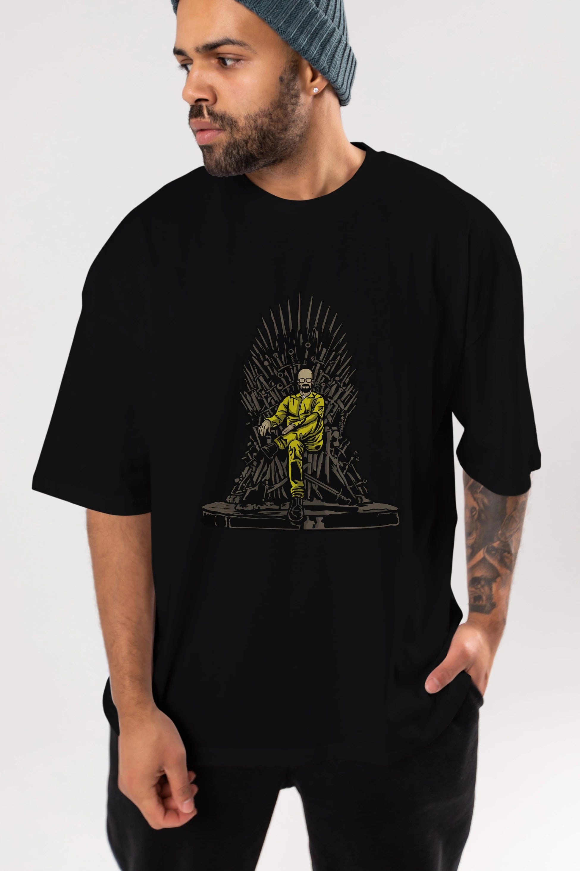 Danger Throne Ön Baskılı Oversize t-shirt Erkek Kadın Unisex %100 Pamuk tişort