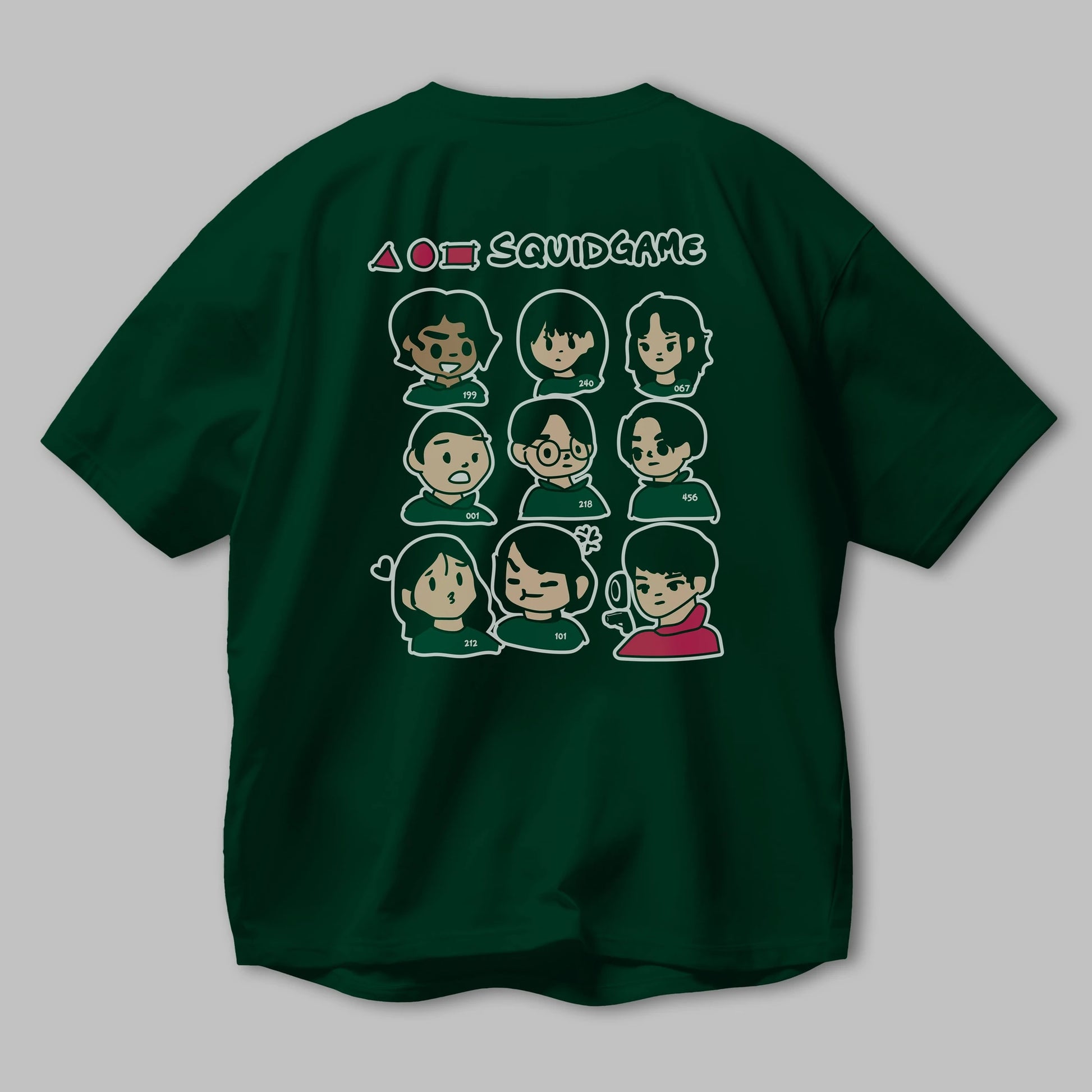 Squid Game (3) Arka Baskılı Oversize t-shirt Erkek Kadın Unisex %100 Pamuk Bisiklet Yaka tişort