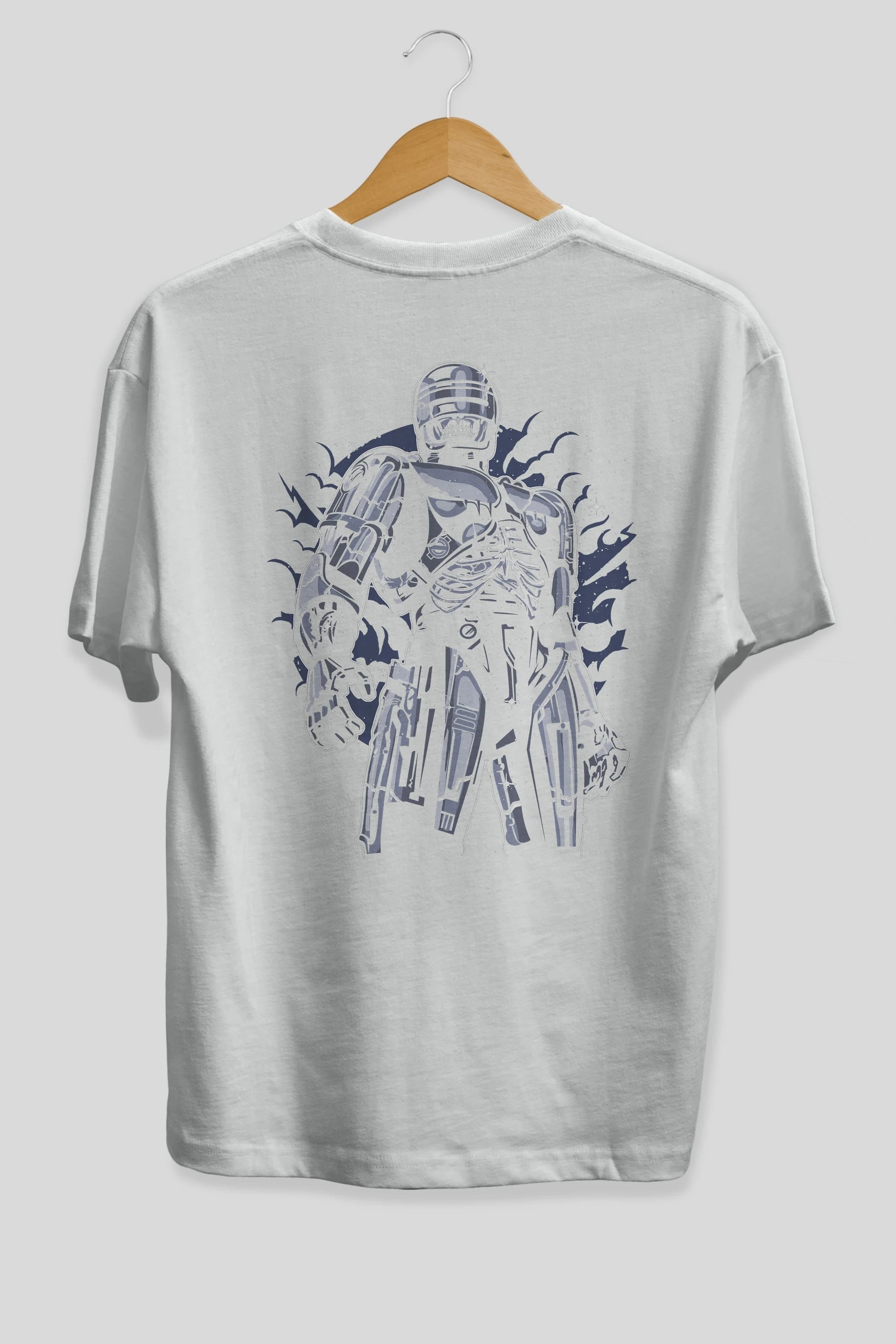 Roboskull Arka Baskılı Oversize t-shirt Erkek Kadın Unisex %100 Pamuk