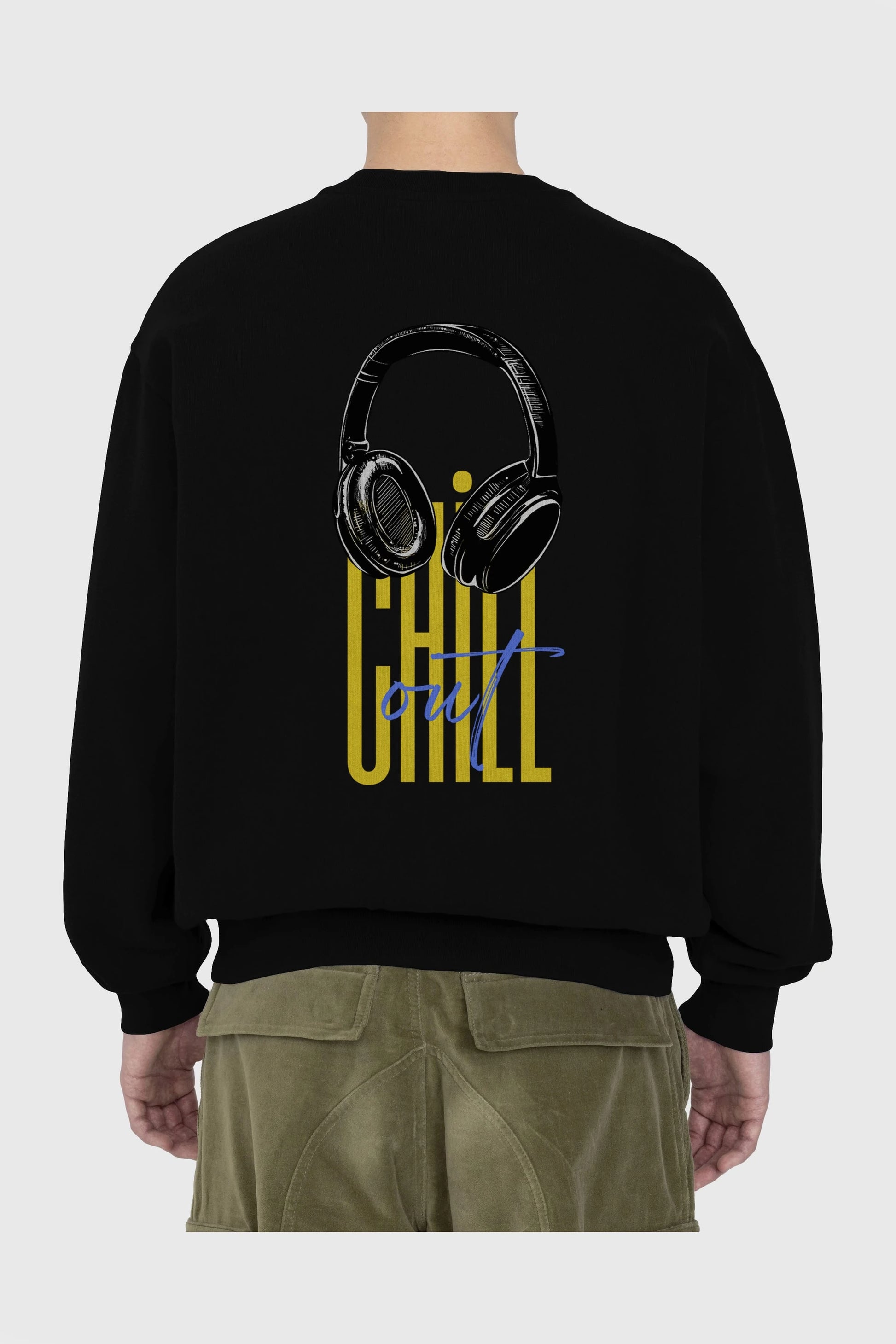 Chill Out Yazılı Arka Baskılı Oversize Sweatshirt Erkek Kadın Unisex