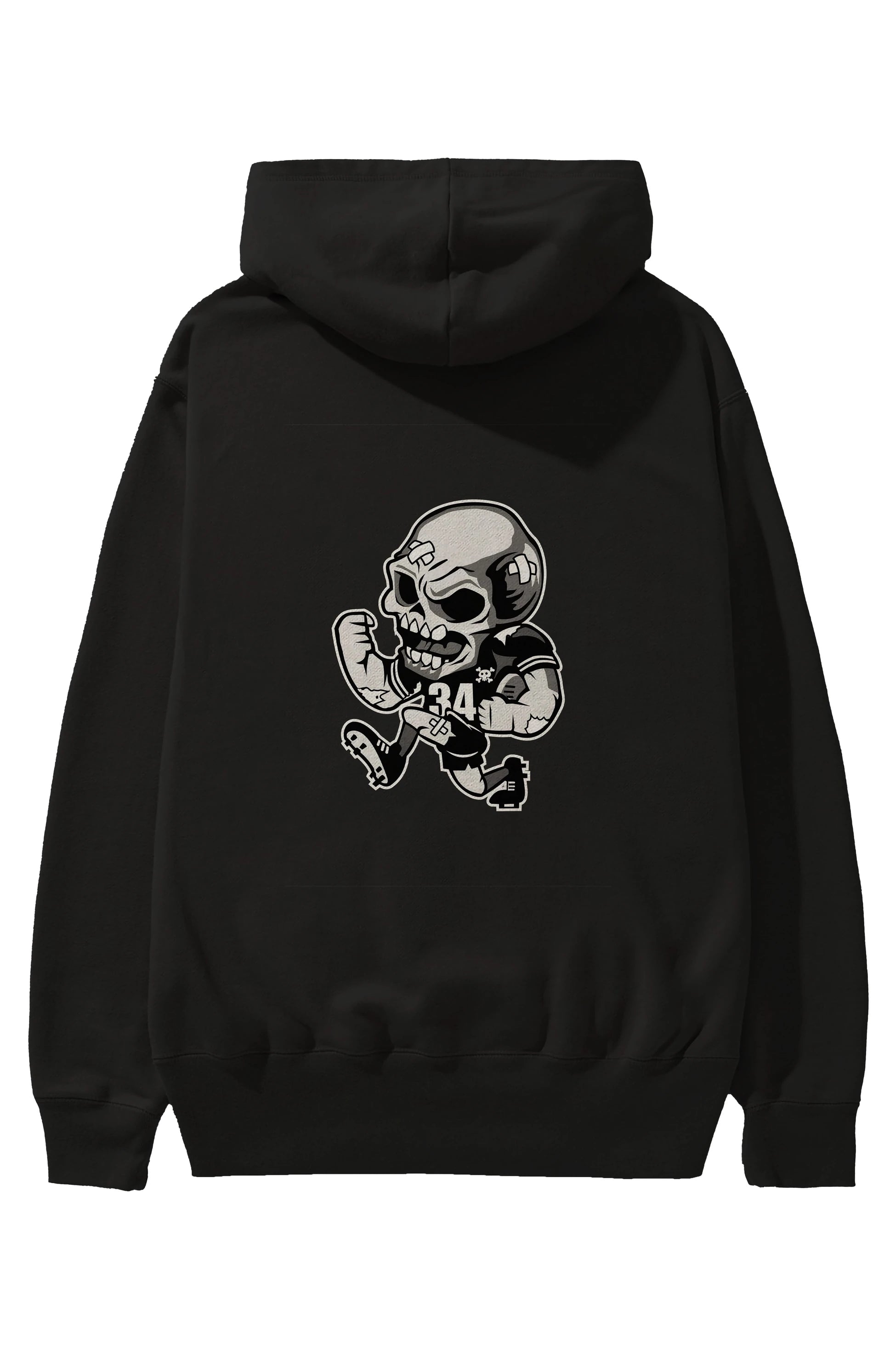 Skull Football Arka Baskılı Hoodie Oversize Kapüşonlu Sweatshirt Erkek Kadın Unisex