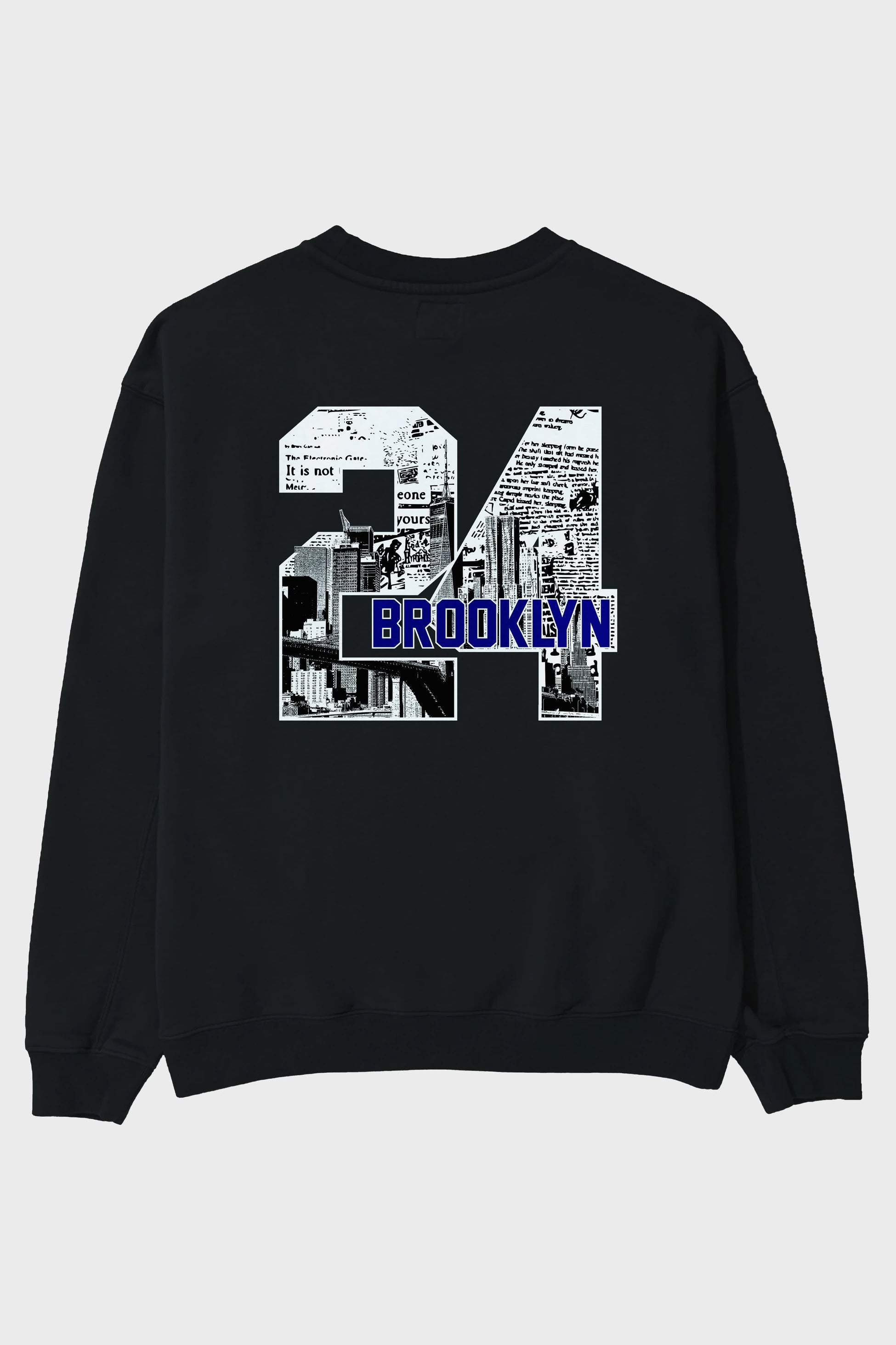 Brooklyn 24 Arka Baskılı Oversize Sweatshirt Erkek Kadın Unisex